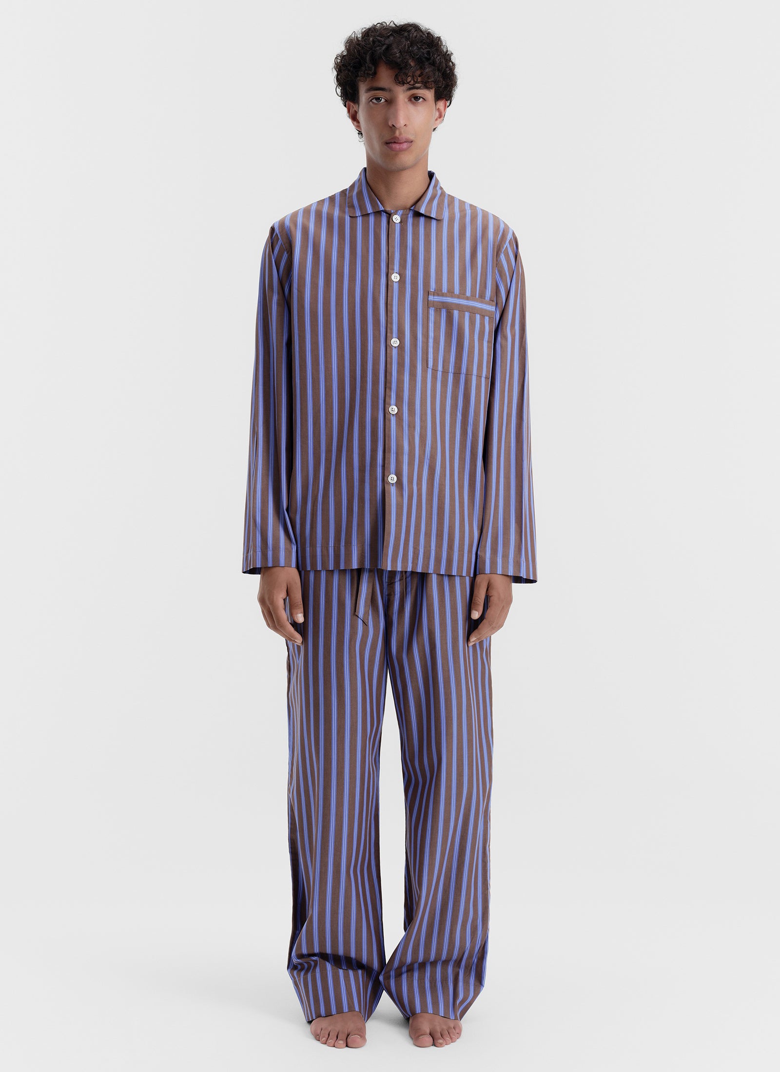 Poplin Sleep Shirt - Chestnut Stripes