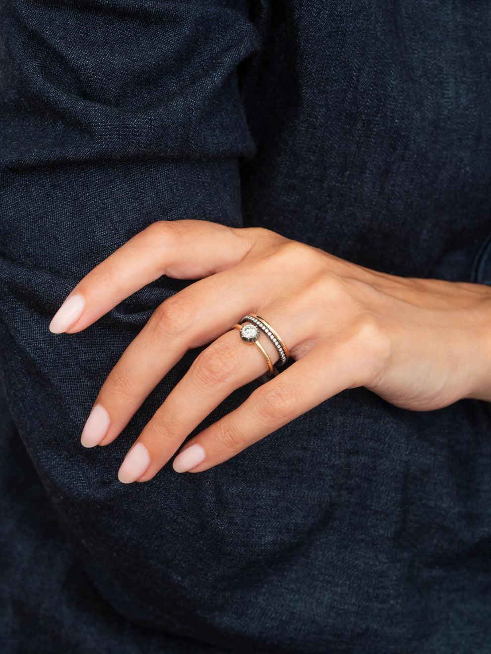 Button Back Diamond BB Ring - Diamond Round 0.50ct BWG | Simon James