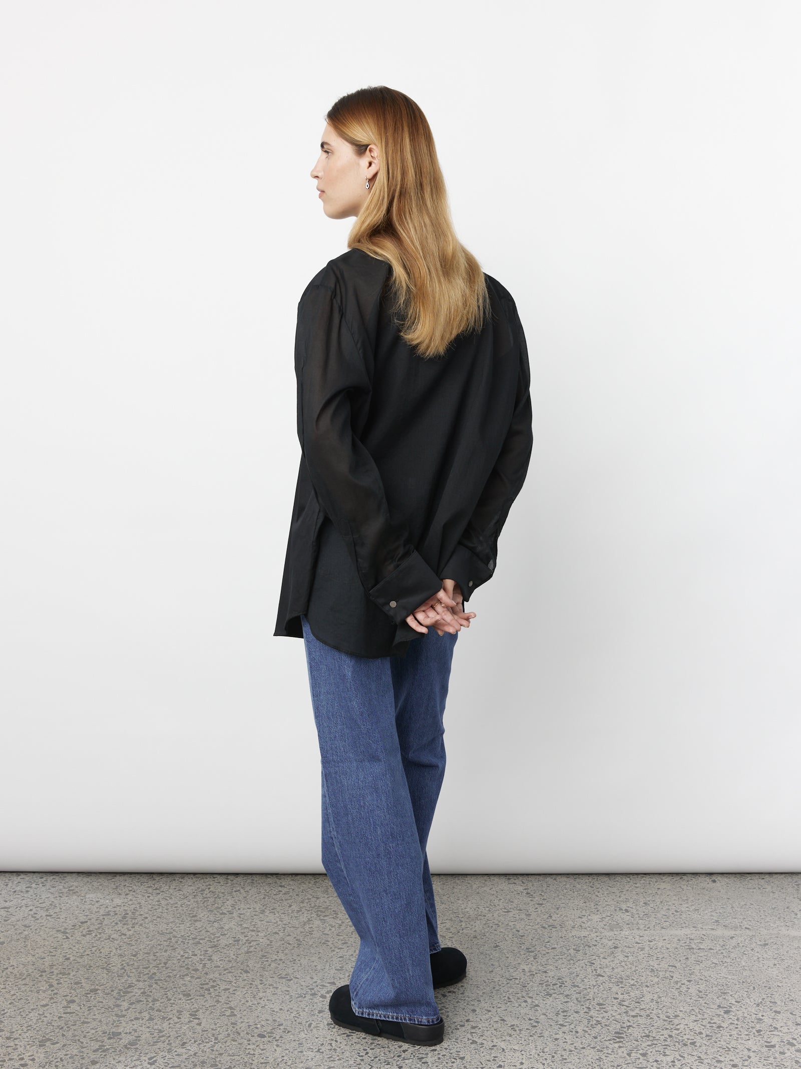 Concealed Placket French Cuff Shirt - Black