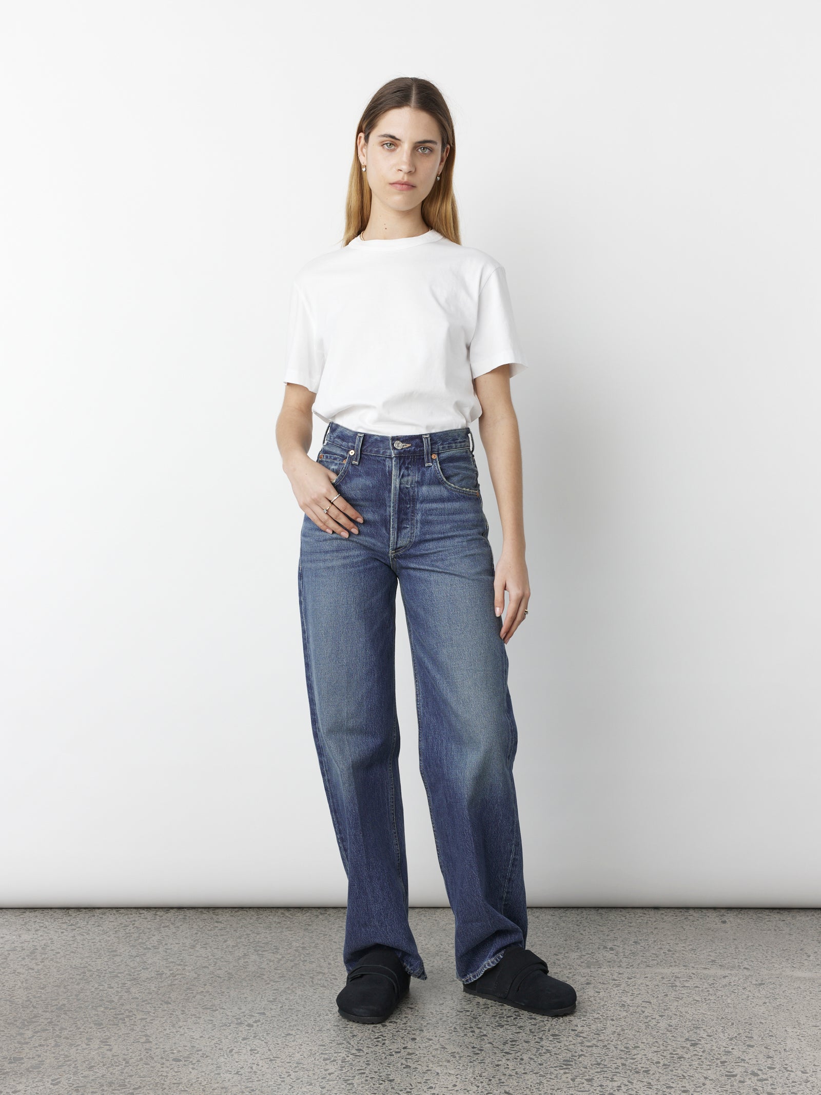 Ayla Baggy Jean Petite in Claremont (Mid Blue)