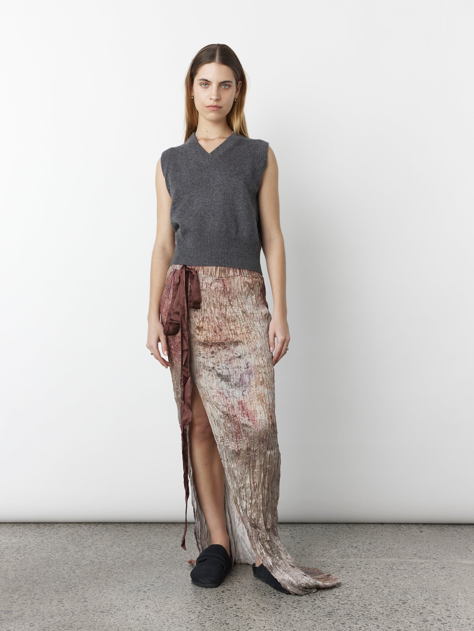 Crushed Silk Column Skirt - Love Me Tender