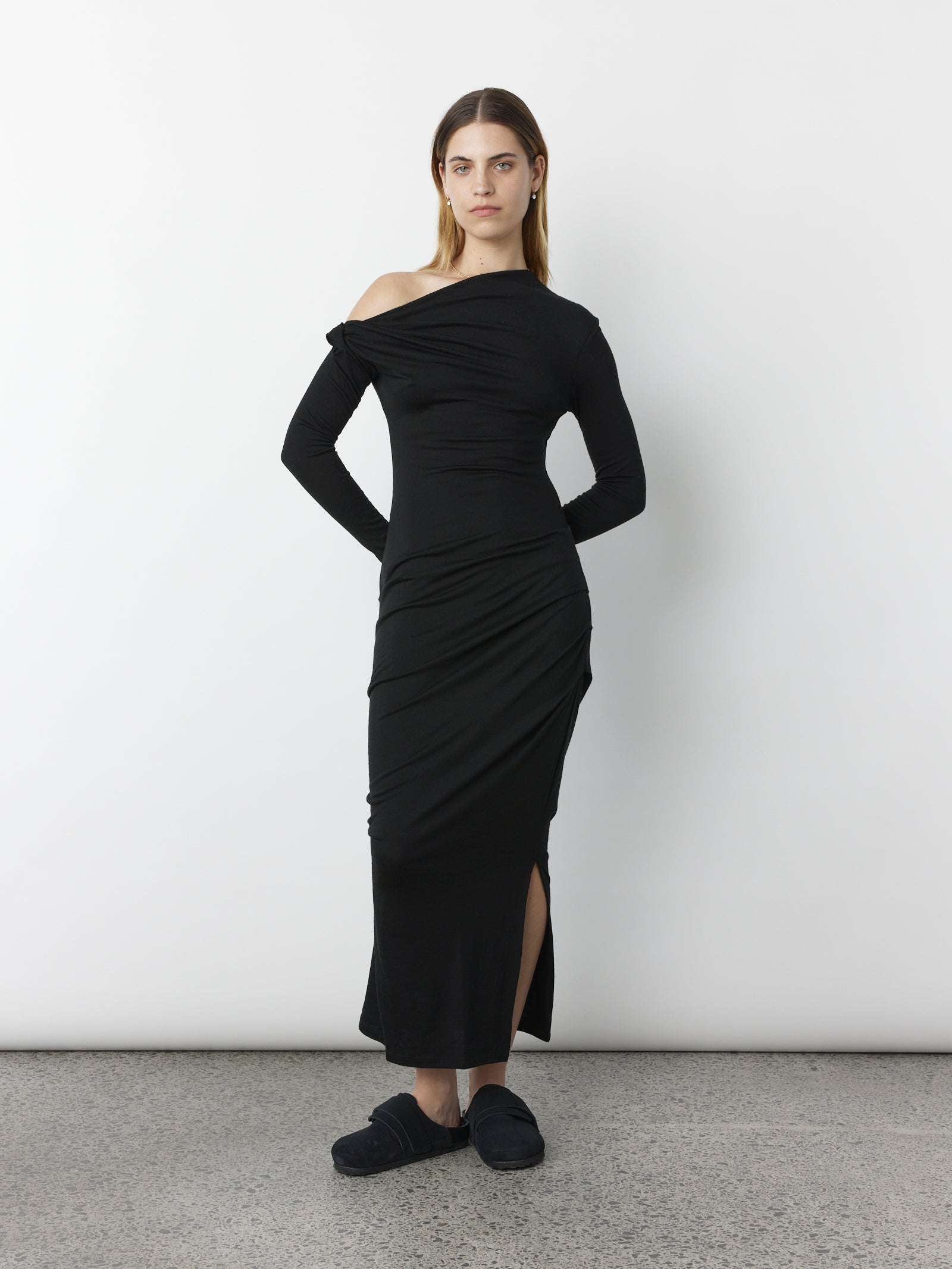 Manahou Dress - Black Merino