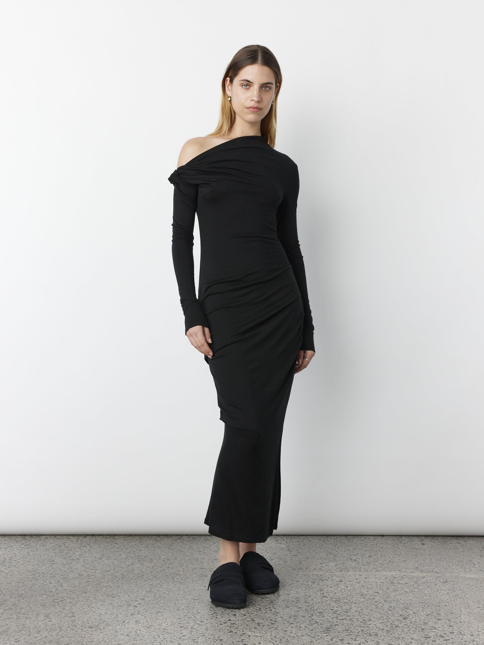 Manahou Dress - Black Merino