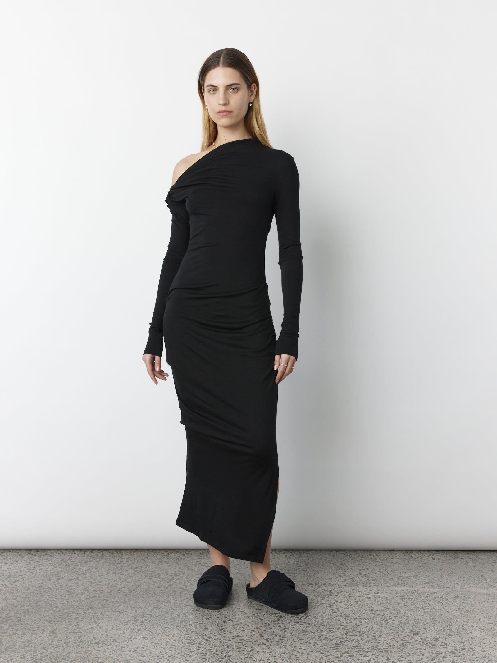 Manahou Dress - Black Merino