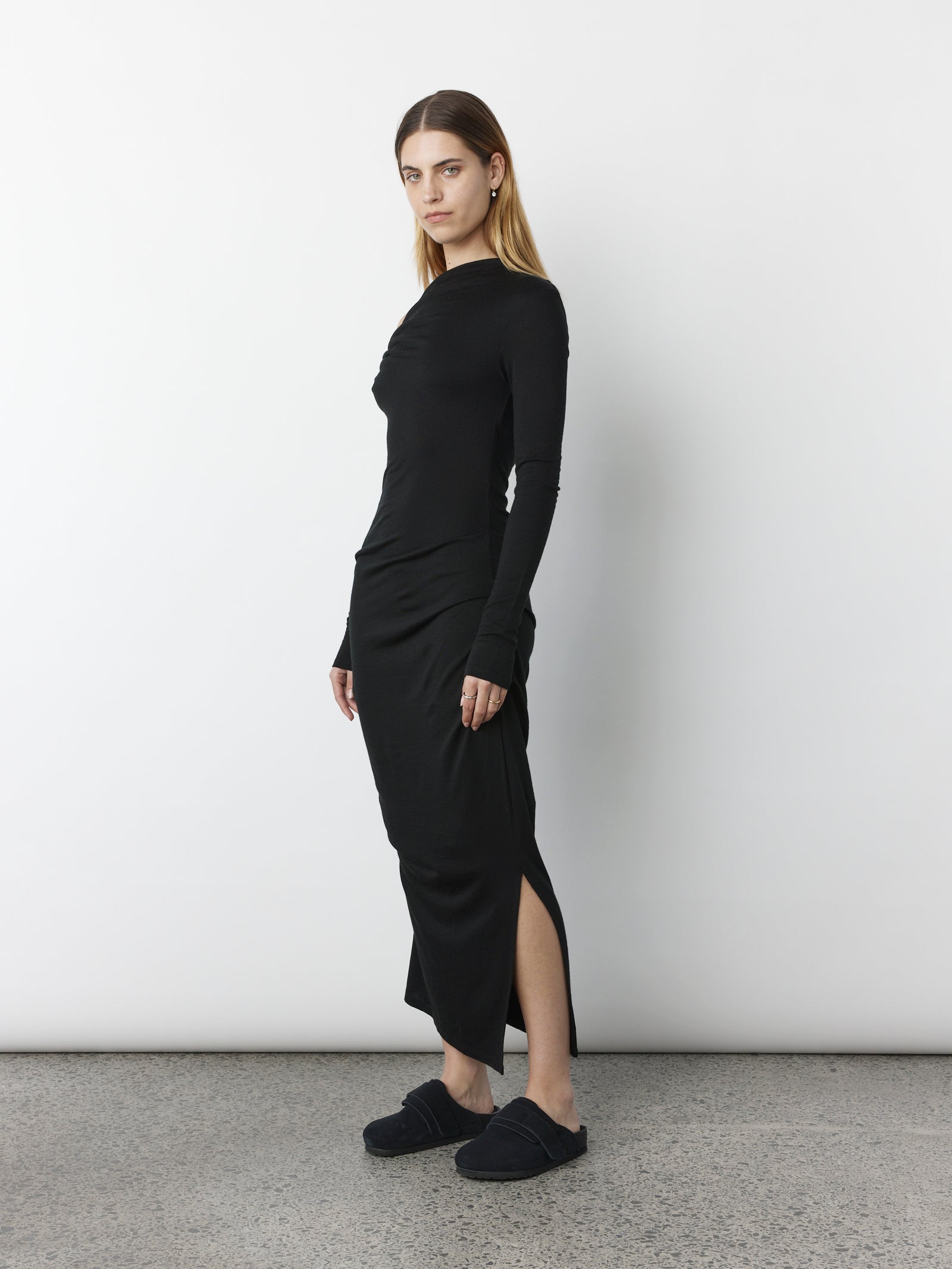 Manahou Dress - Black Merino