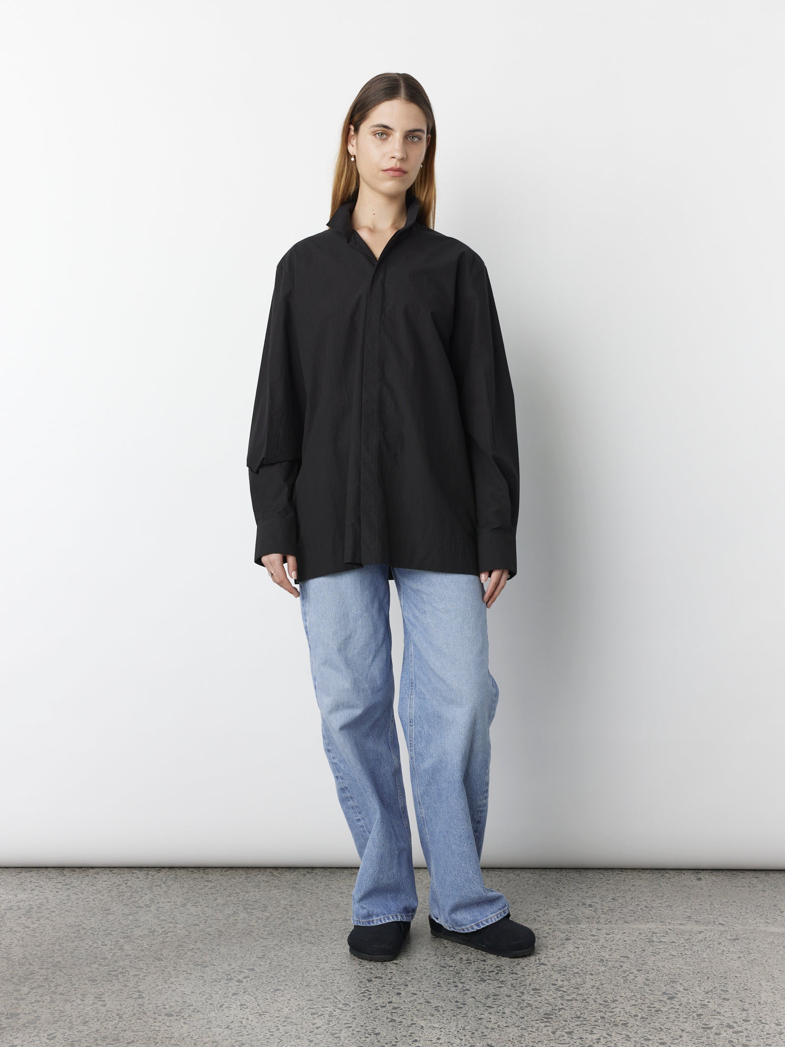 Stand Collar Shirt - Black