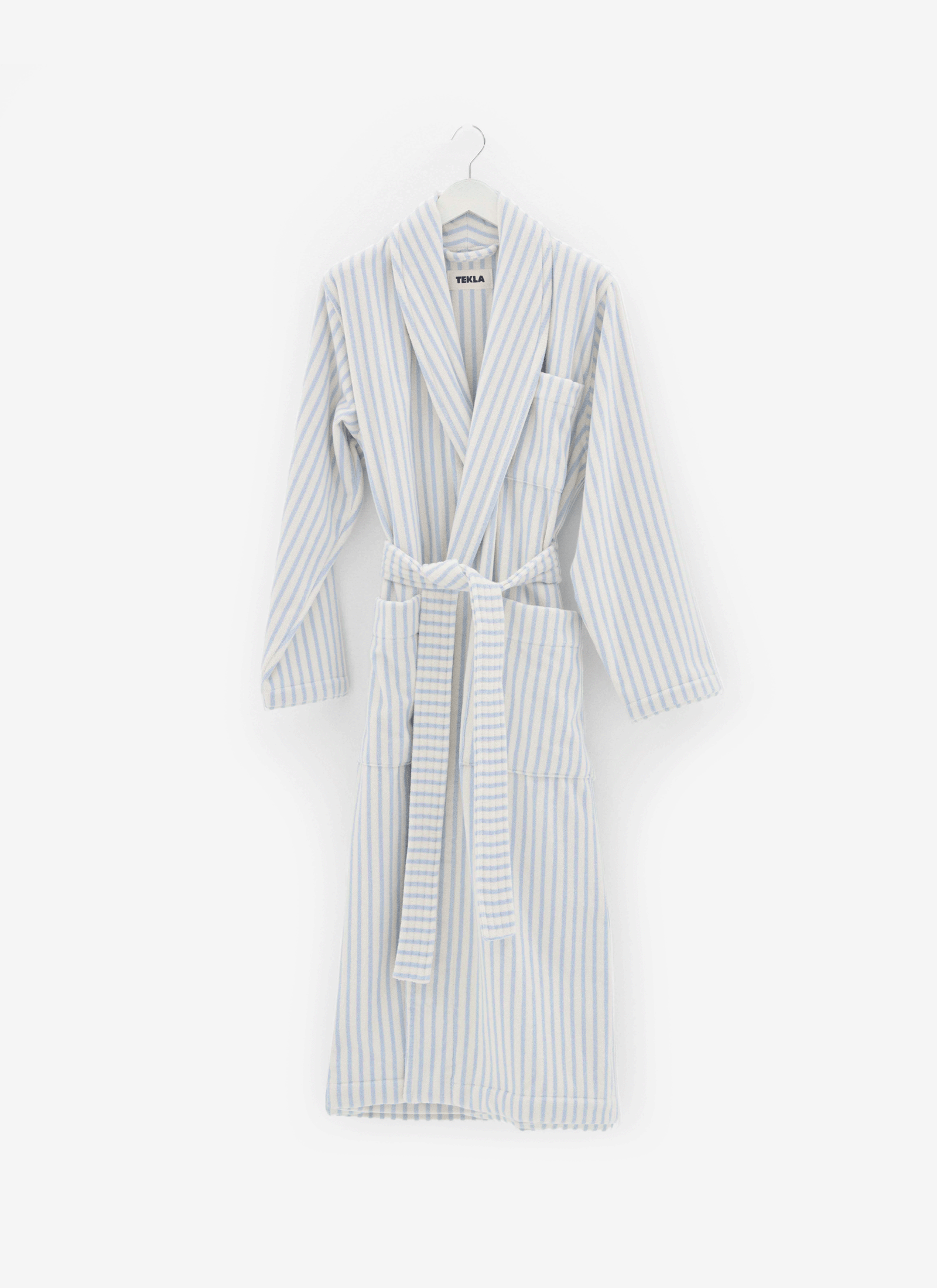 Classic Bathrobe - Soft Blue Stripe