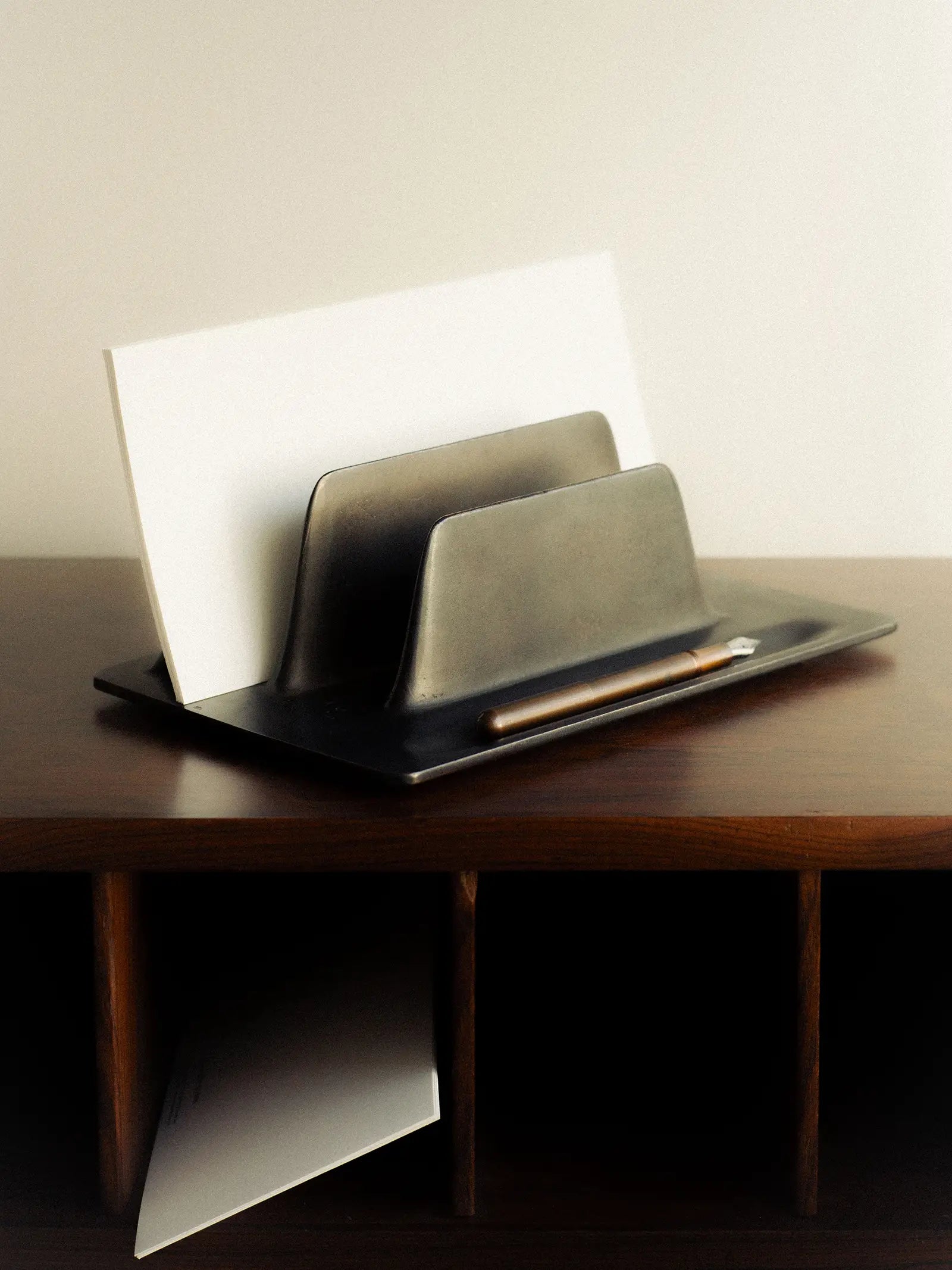 Desk Organiser in Blackened Bronze