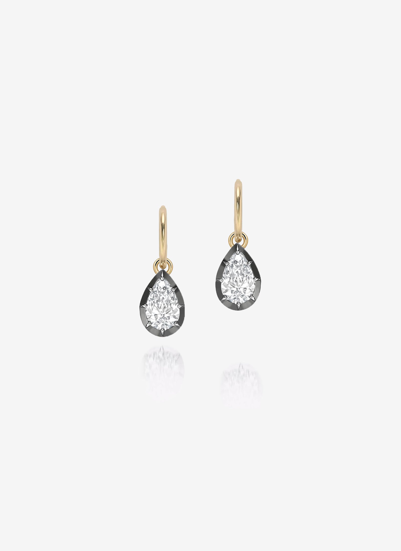 0.70ct Pear-Shaped Diamond & Blackened Gold Gypset Hoop Earrings