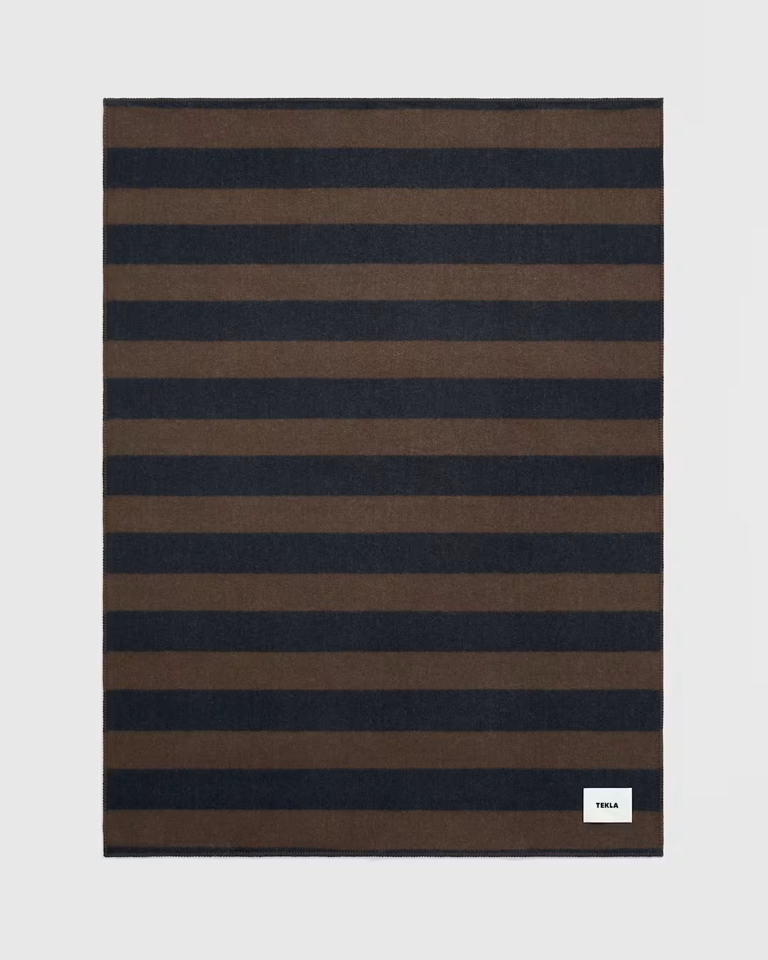 Lambswool Blanket - Walnut & Dust Blue Stipes