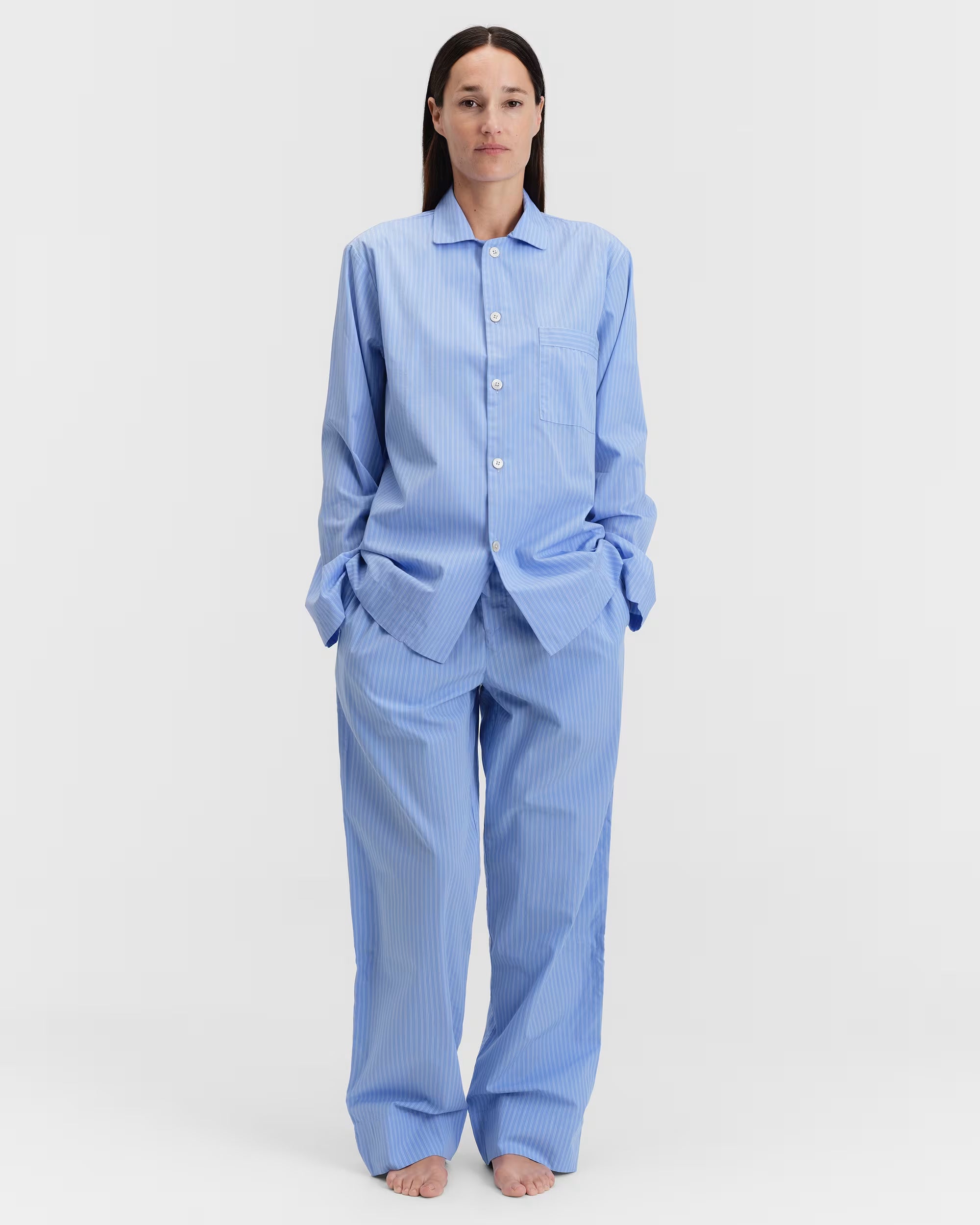 Poplin Sleep Shirt - Pin Stripes