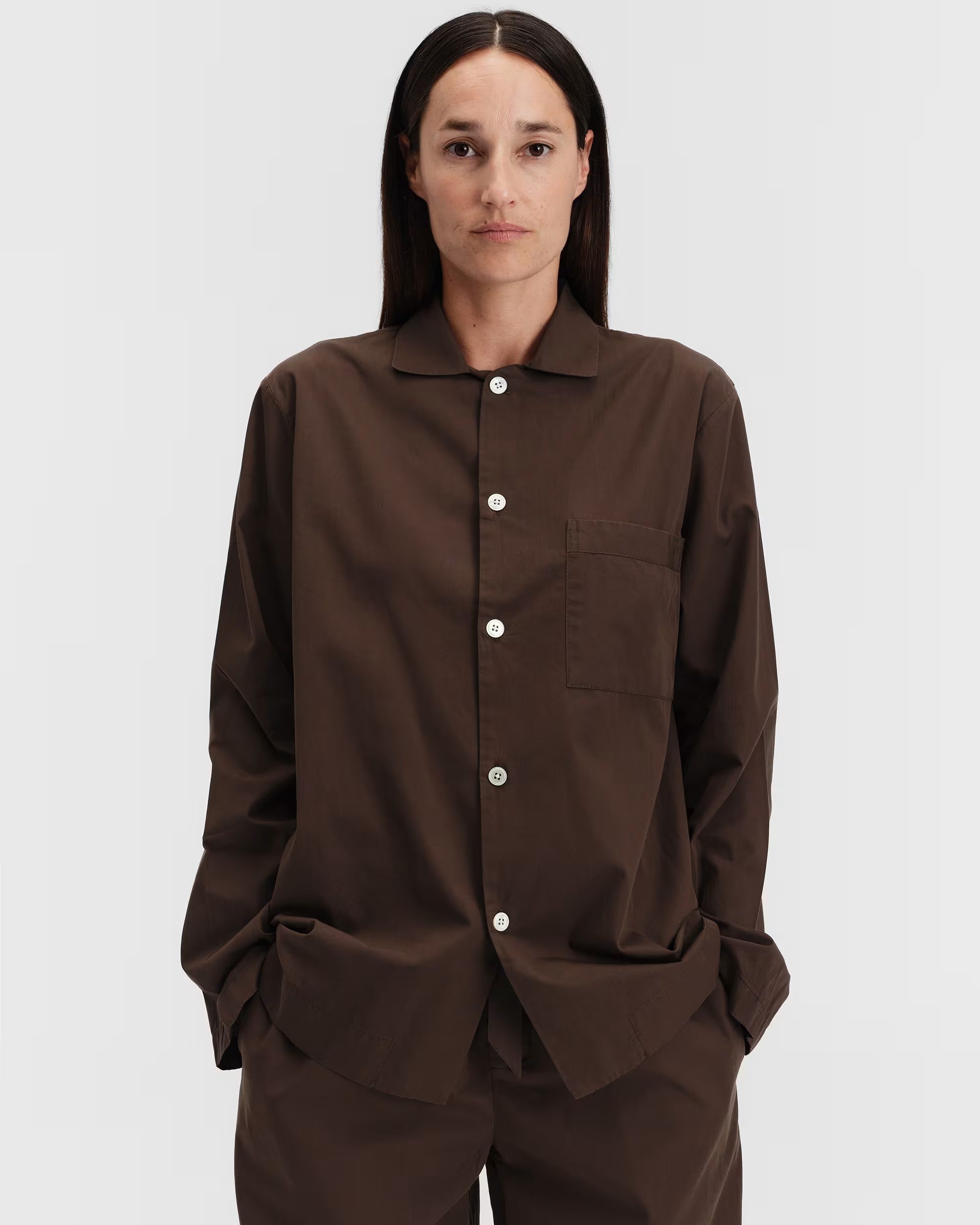 Poplin Sleep Shirt - Coffee