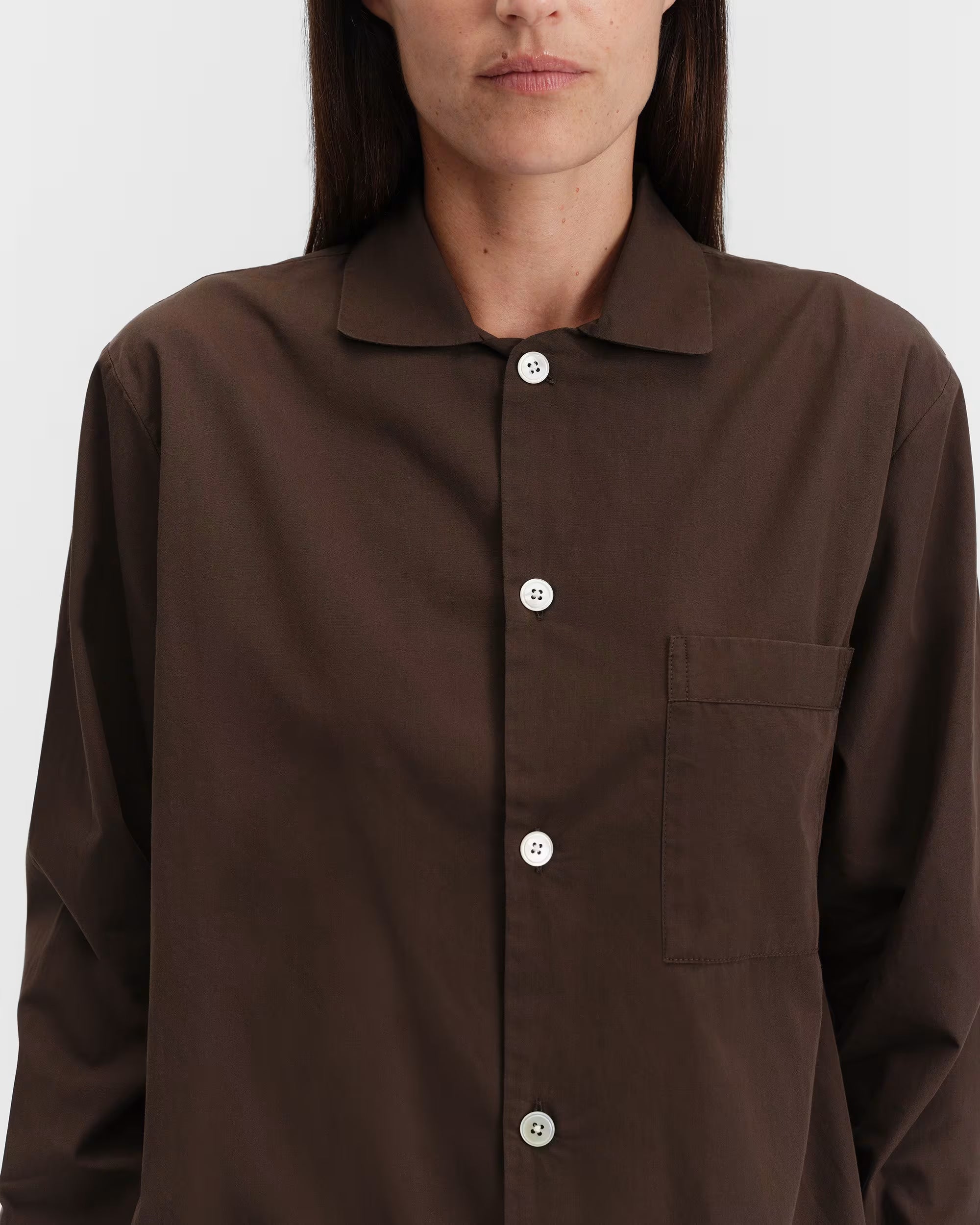 Poplin Sleep Shirt - Coffee