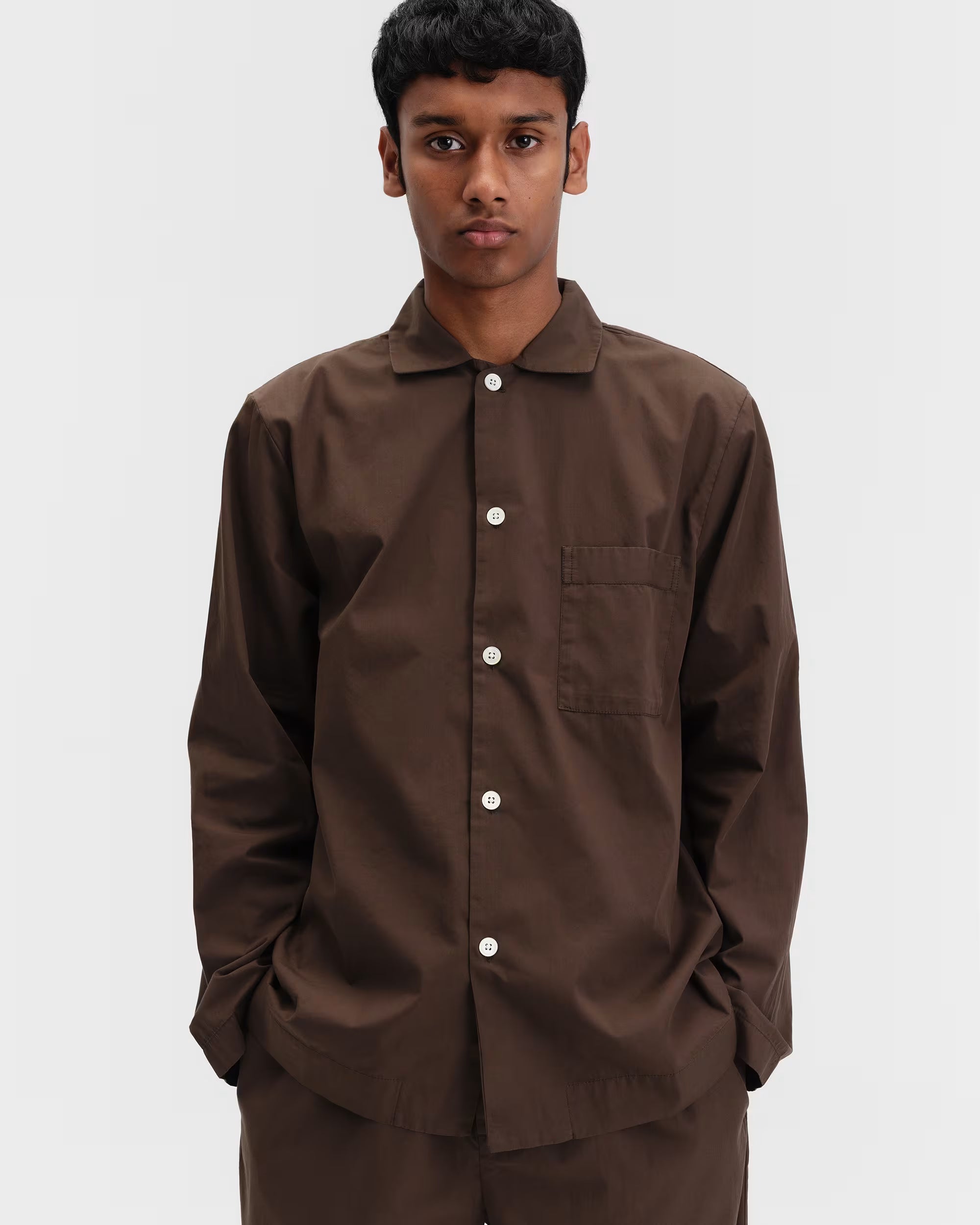 Poplin Sleep Shirt - Coffee