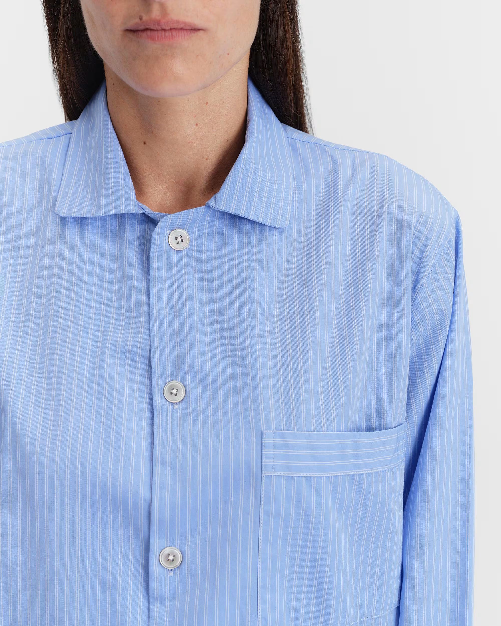 Poplin Sleep Shirt - Pin Stripes