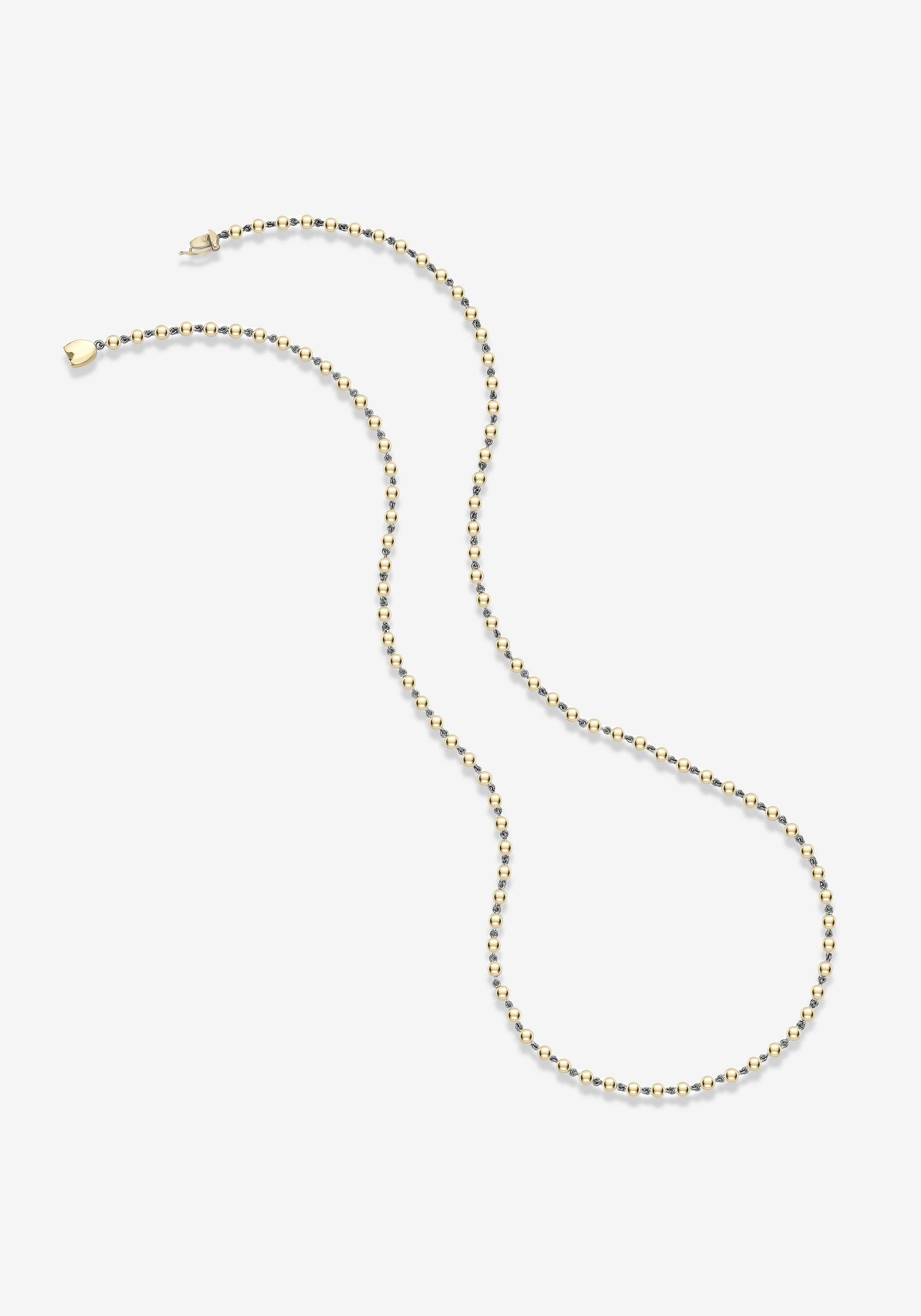 Micro Ball n Chain 21" Yellow Gold Necklace