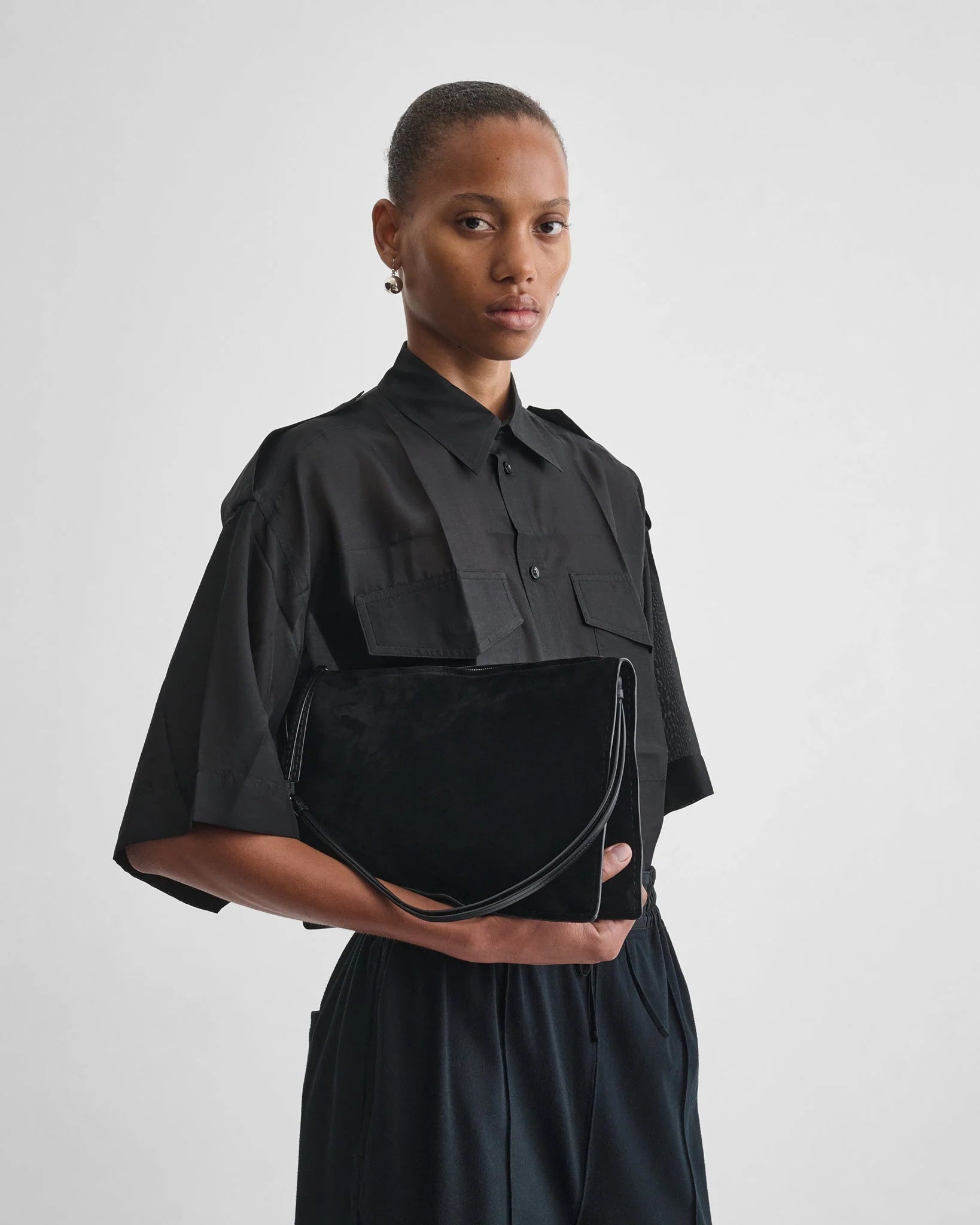 Glove Pochette - Black Suede Leather