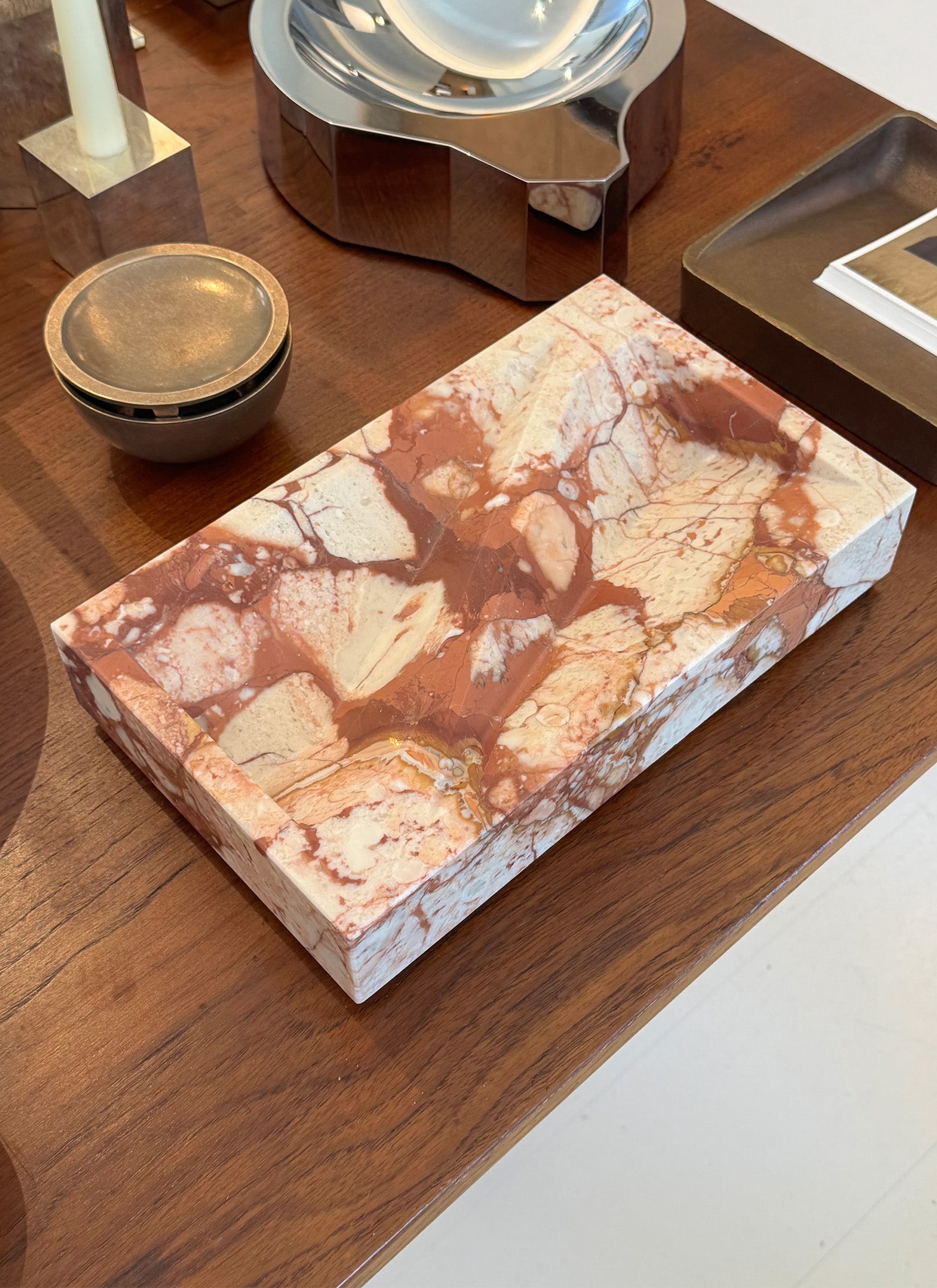 Block Tray in Breccia Pontificia (Pink Marble)