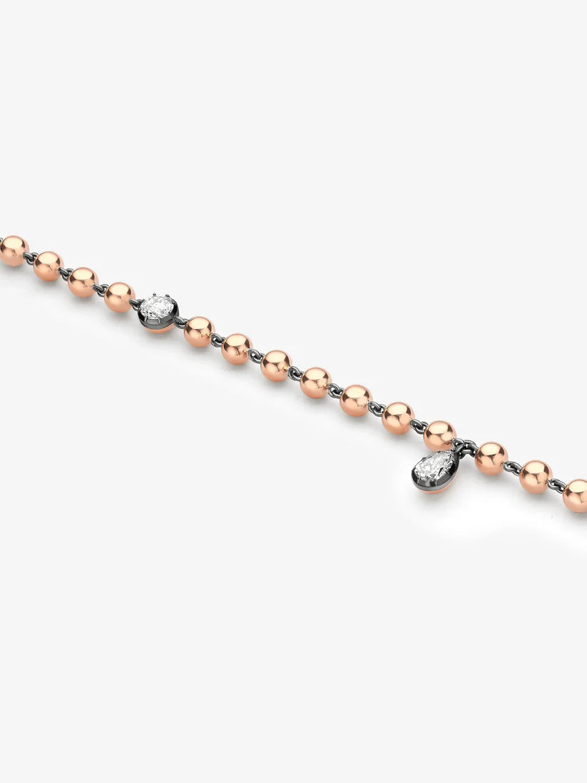 Bracelet - Ball n Chain with Two Diamonds RG