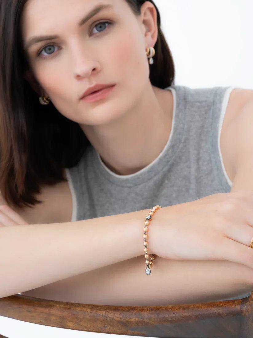 Bracelet - Ball n Chain with Two Diamonds RG