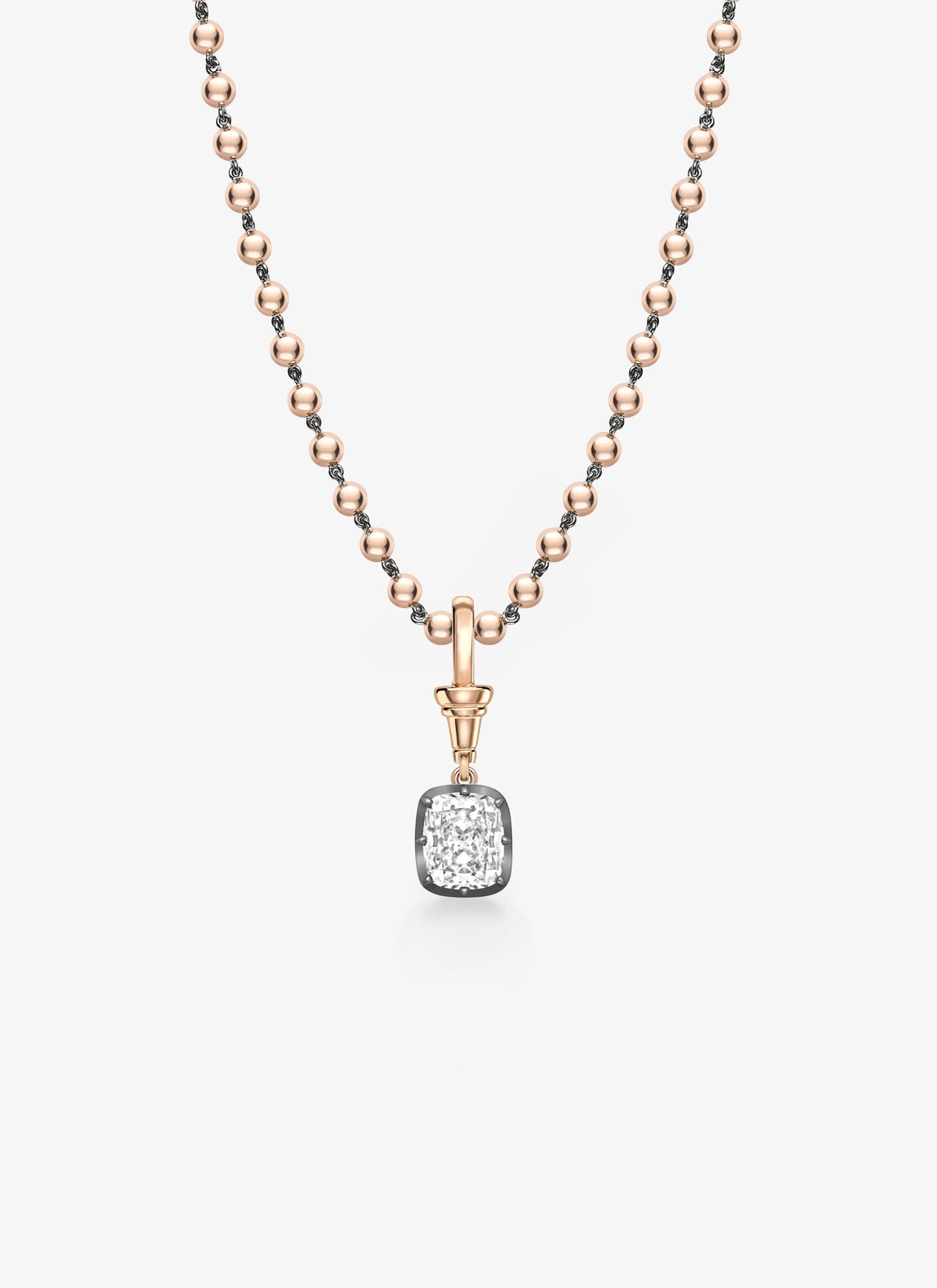 Ball n Chain Pendant - Diamond Cushion 3.13ct RG