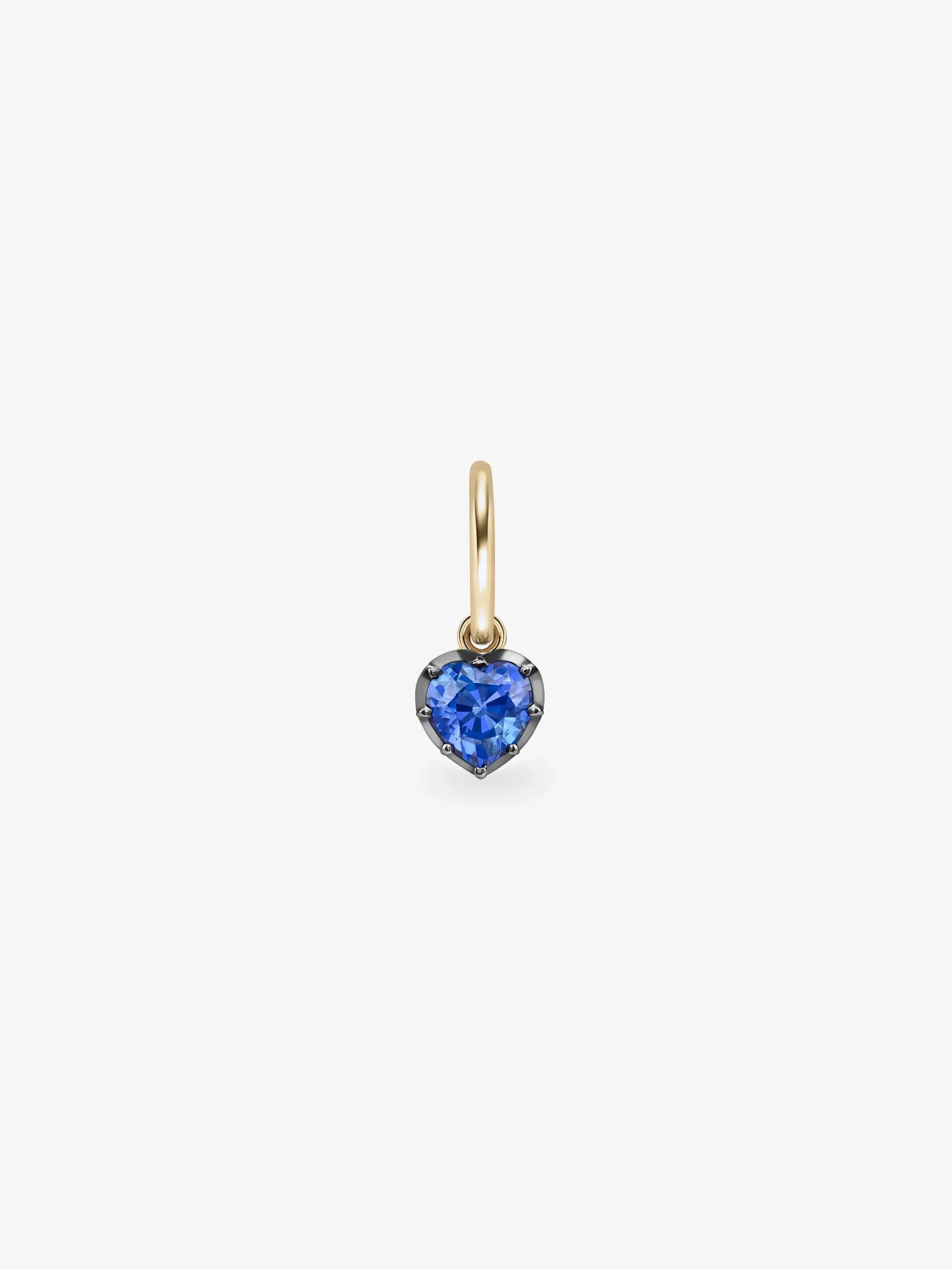 Single - 0.50ct Heart-Shaped Sapphire & Blackened Gold Gypset Hoop Earring