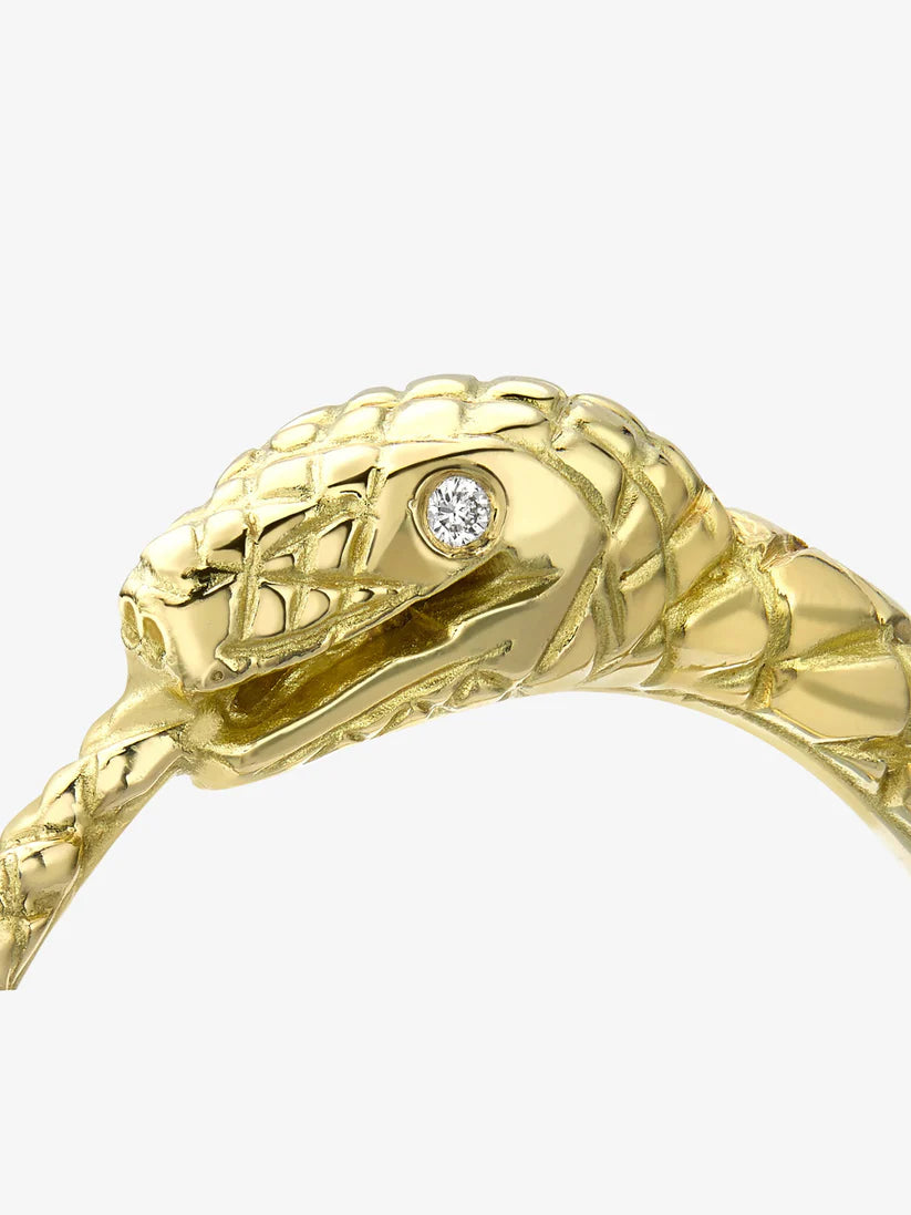 Gold Band - Engraved Snake in Yellow Gold