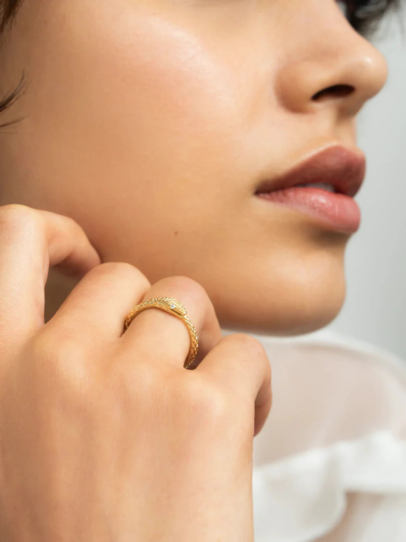 Gold Band - Engraved Snake in Yellow Gold