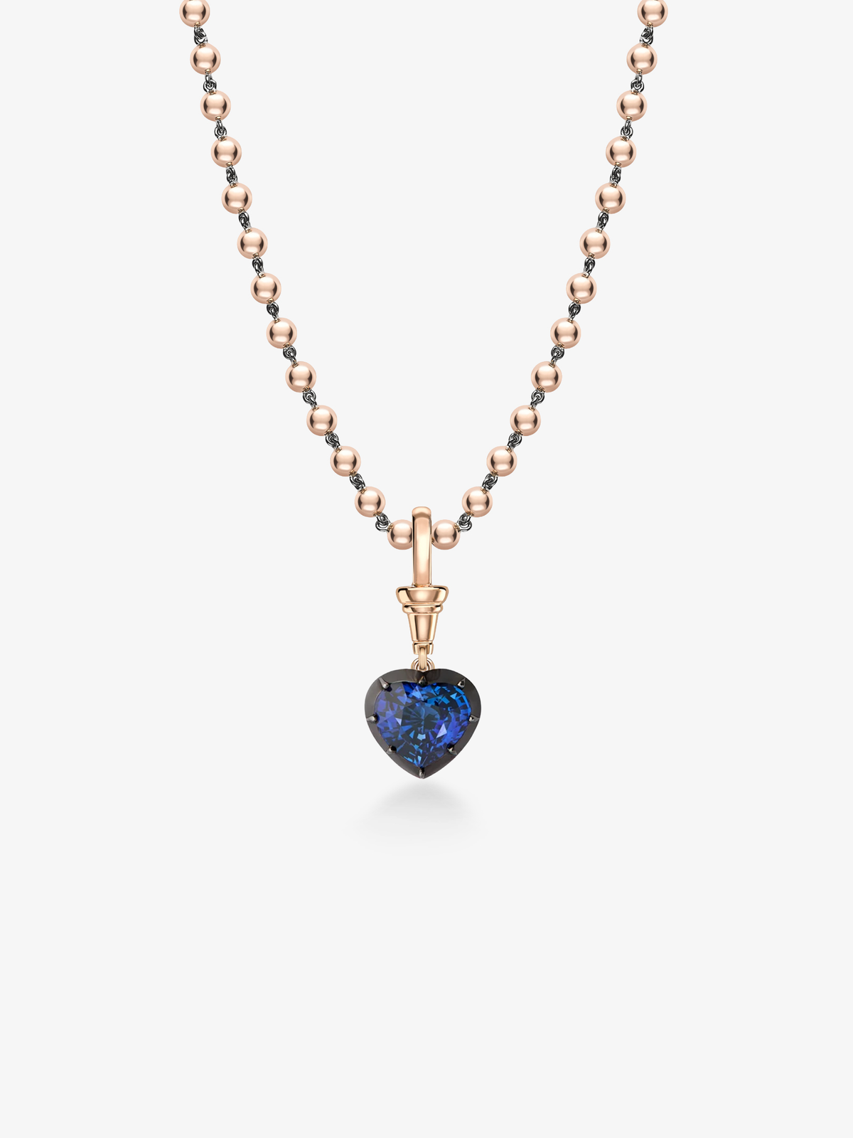 Ball n Chain Pendant - Sapphire Heart Shaped 3.36ct