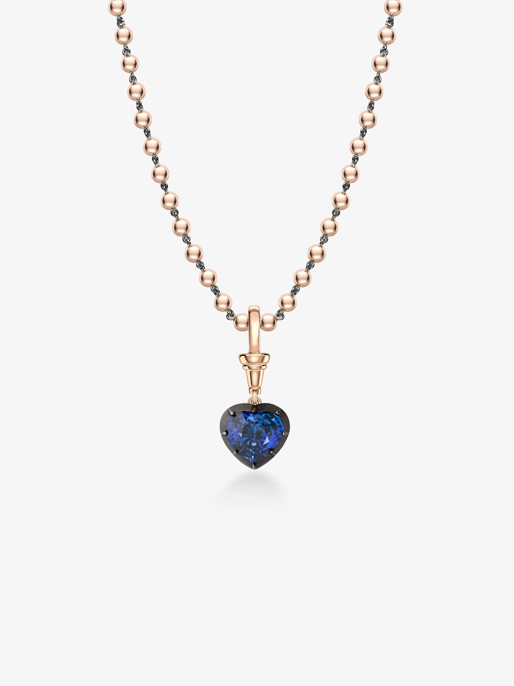 Ball n Chain Pendant - Sapphire Heart Shaped 3.36ct