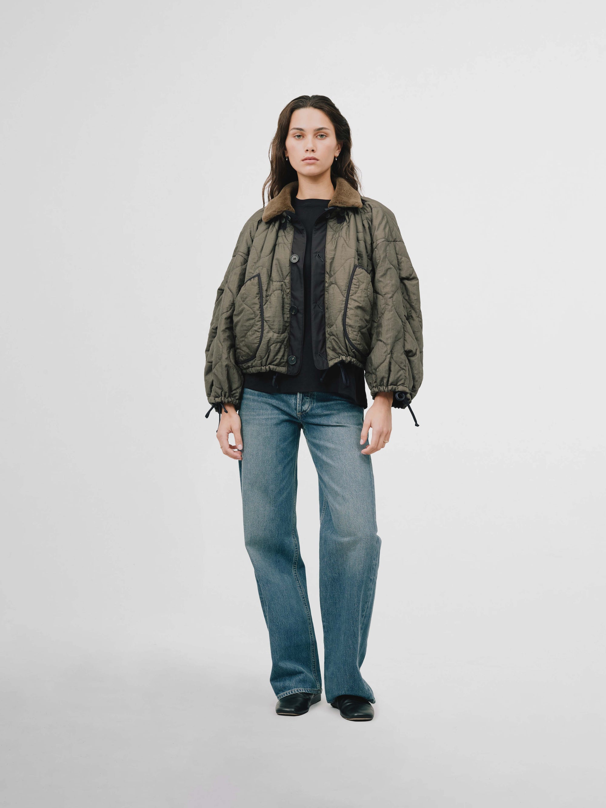 Shearling Collar - Dark Olive