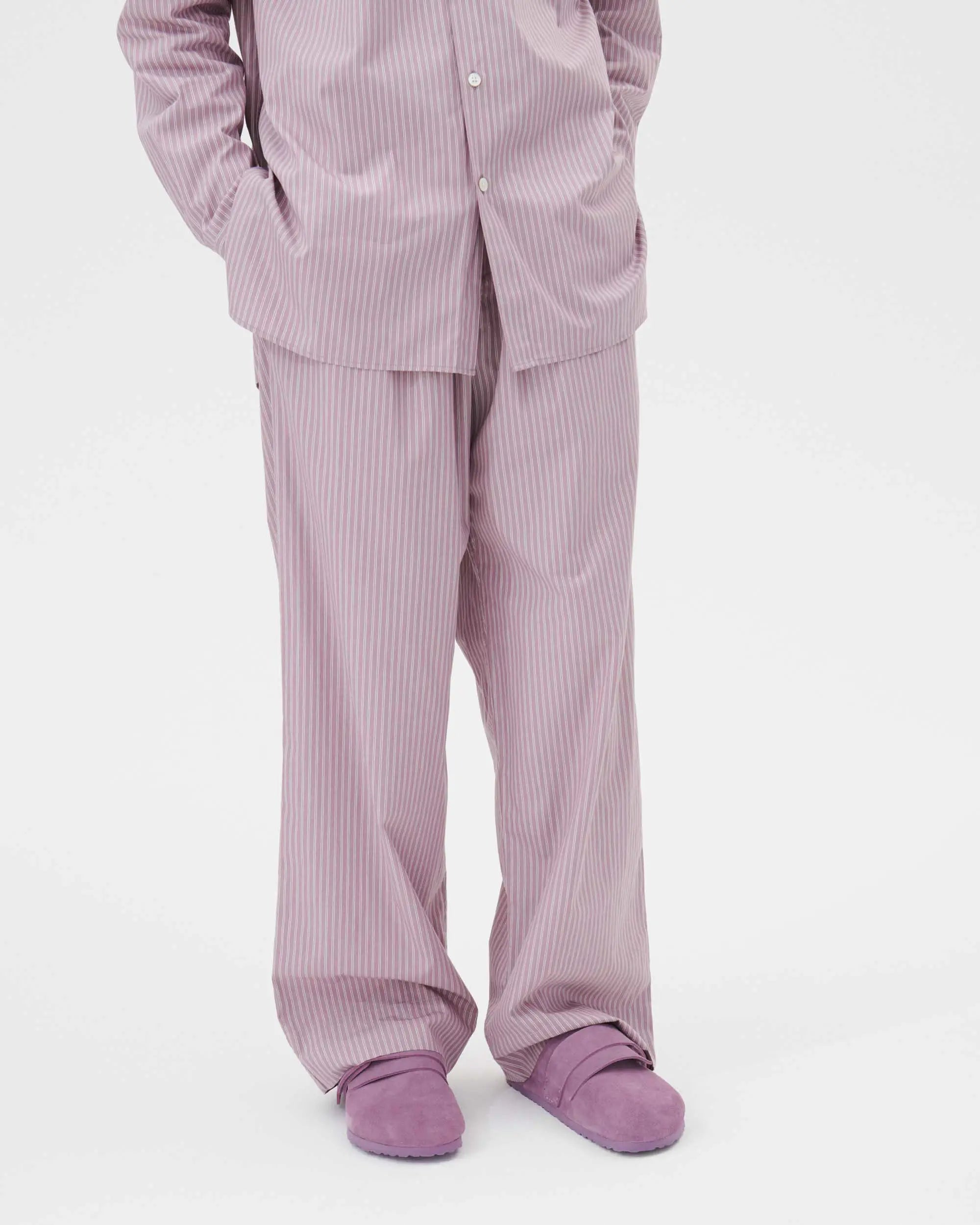 Tekla X Birkenstock Shirt & Pants Set - Mauve Stripes
