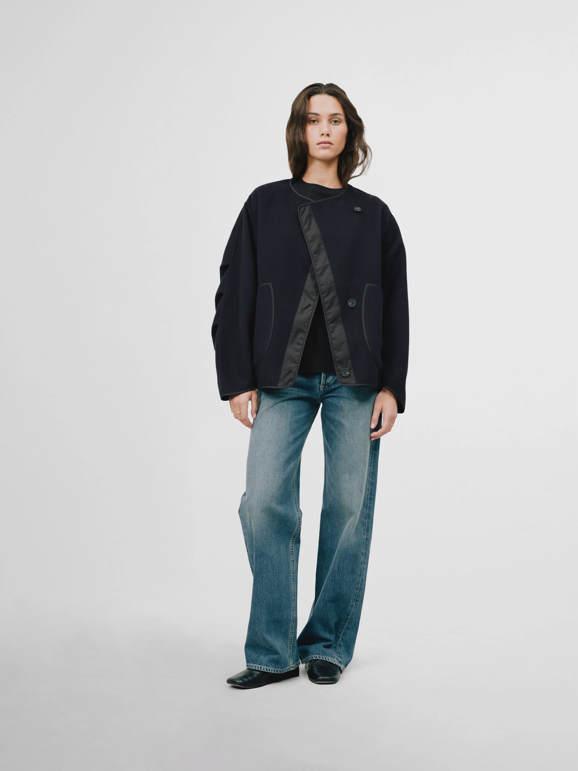 Wool Peacoat - Black / Navy