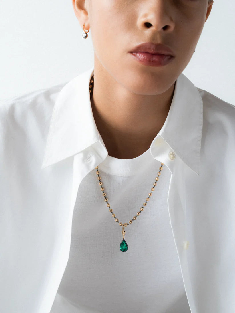 Ball n Chain Pendant - Emerald Pear 2.03ct