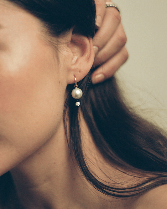 Signature Pearl And Diamond 0.20ct Gypset Hoop Earrings