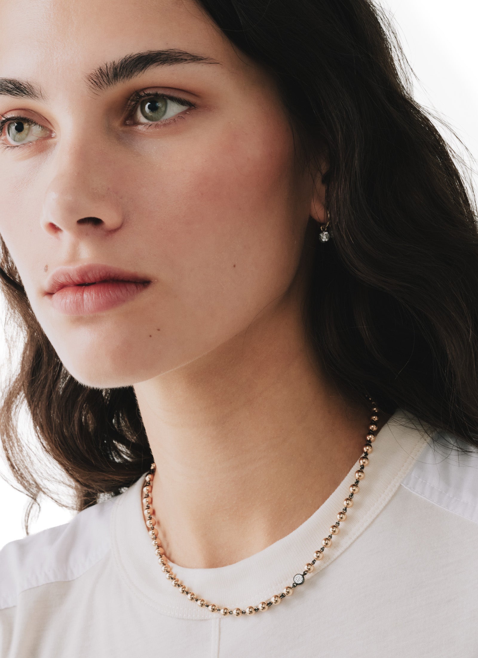 Ball n Chain - 18" Rose Gold Necklace with 0.25ct Diamond
