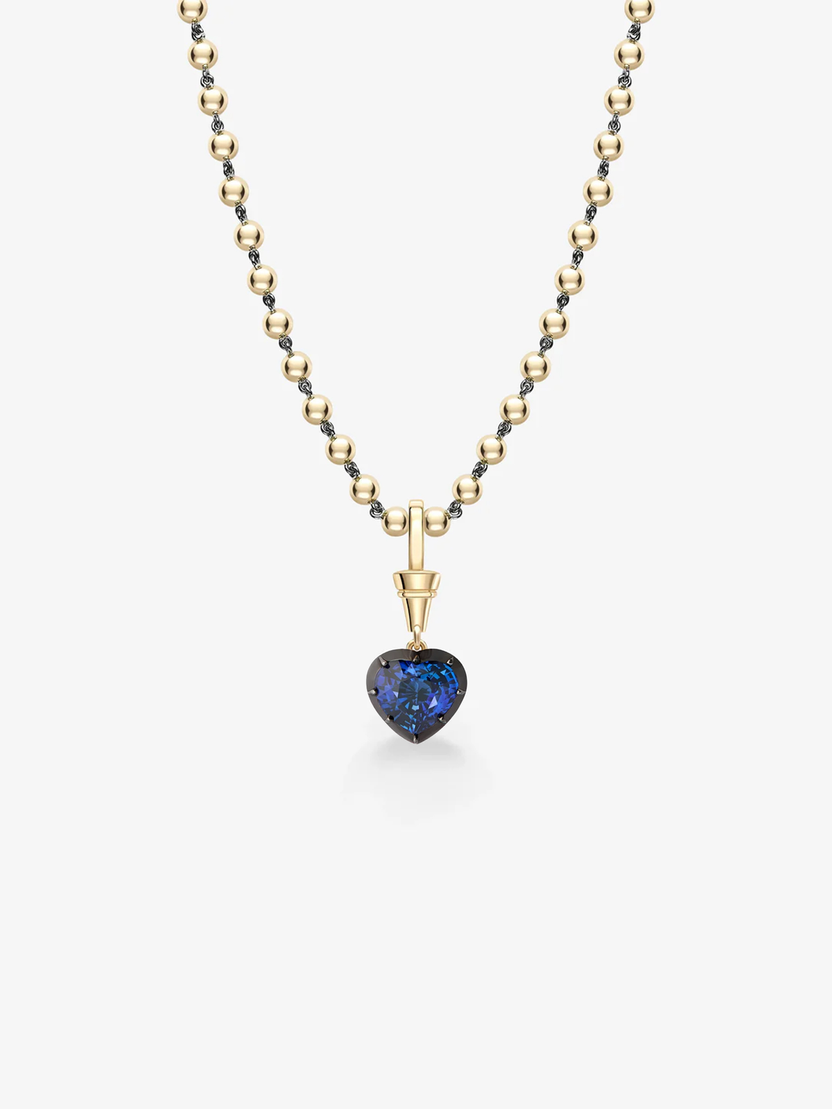 Ball n Chain Pendant - Sapphire Heart Shaped 1.95ct