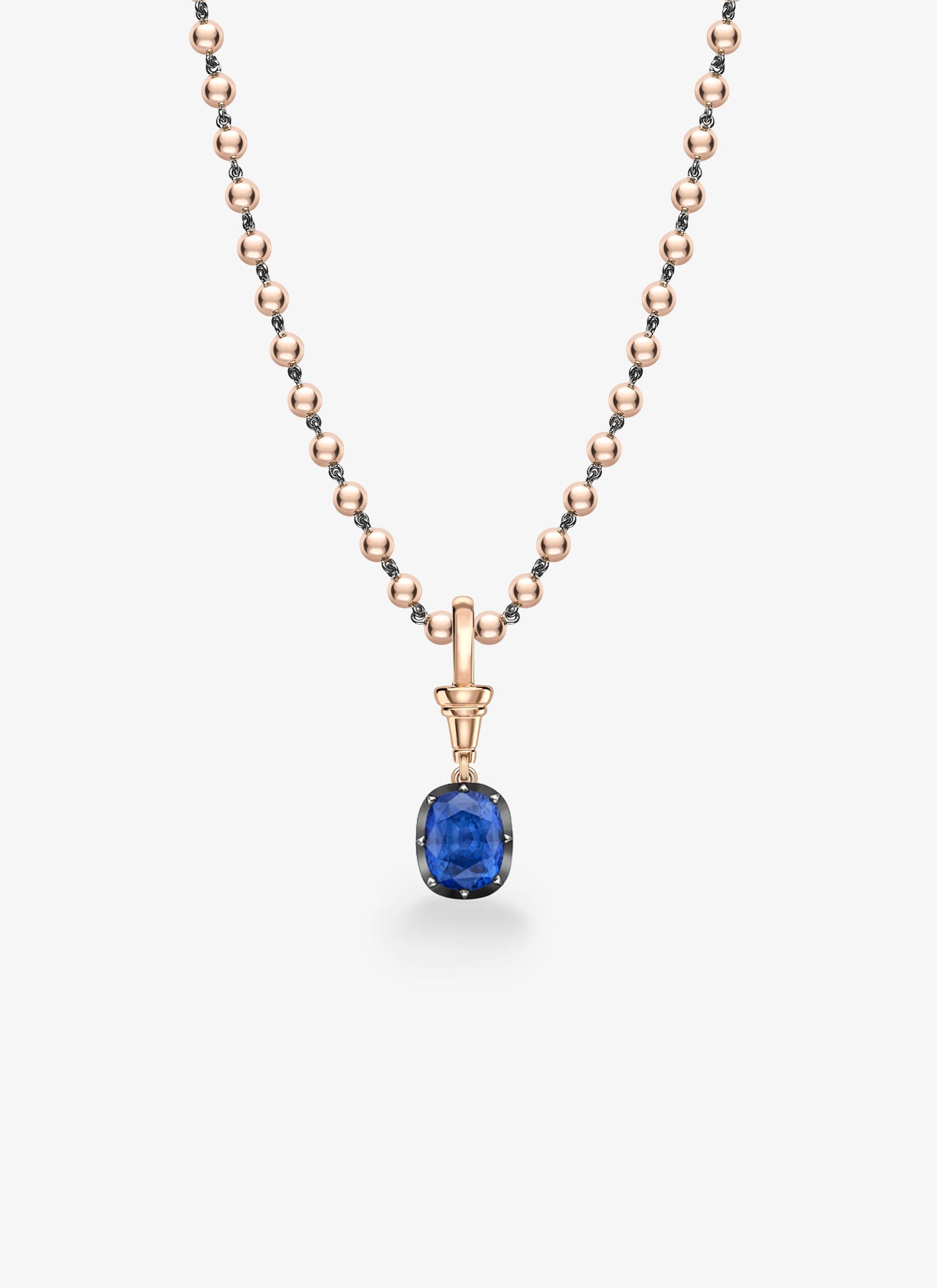 Ball n Chain Pendant - Sapphire Cushion Cut 2.52ct
