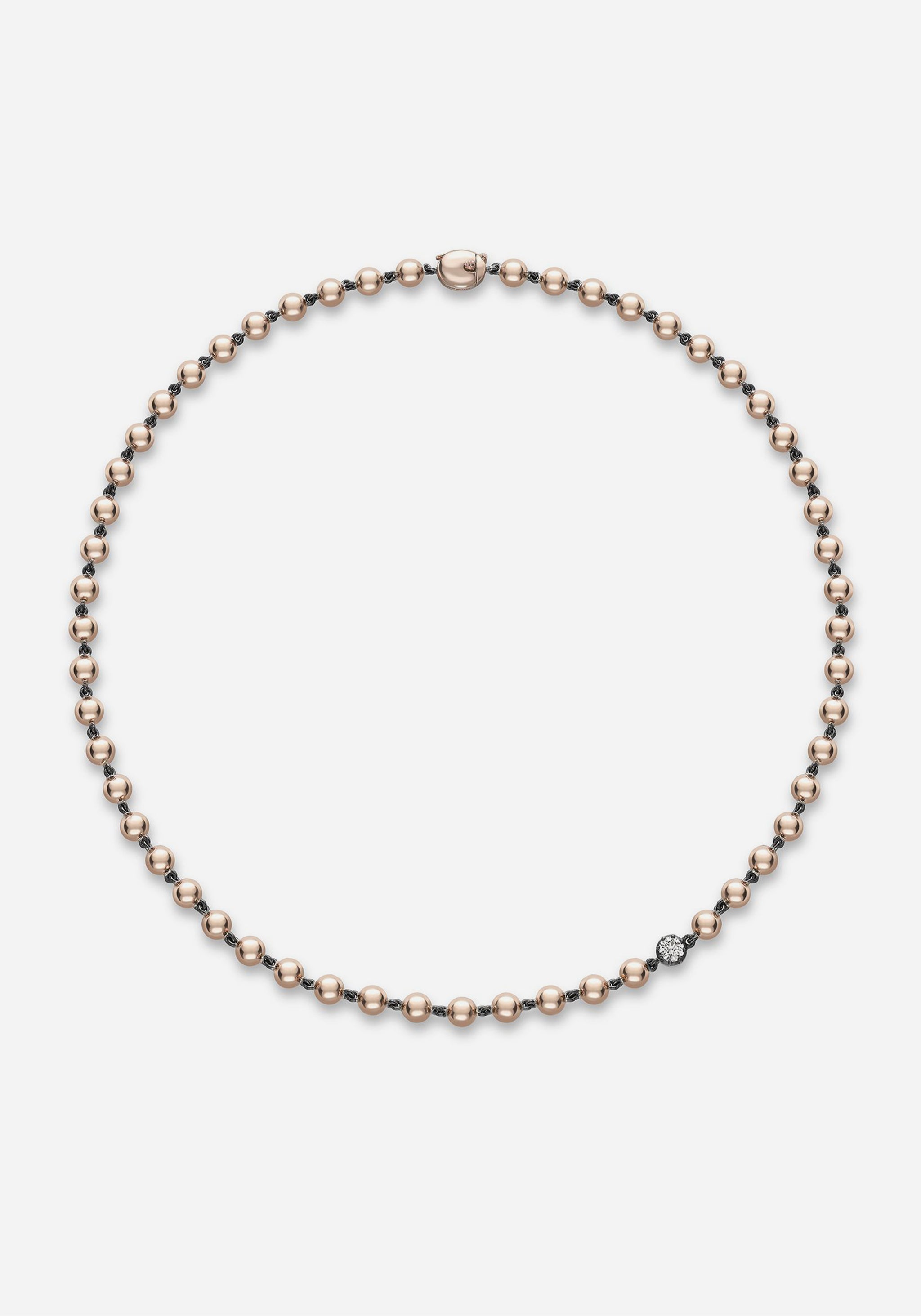 Ball n Chain 16" Rose Gold Diamond Necklace