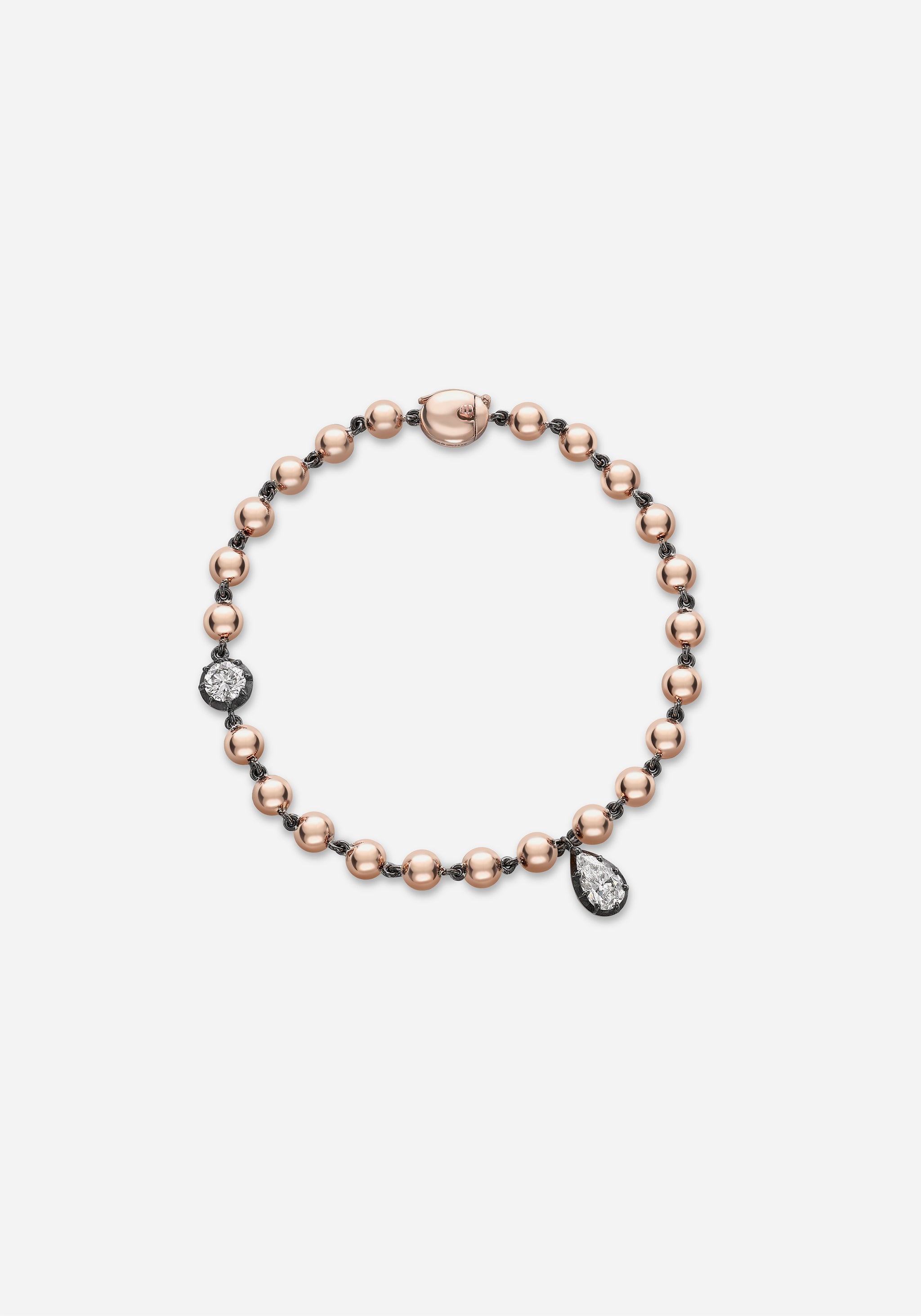 Ball n Chain Rose Gold Multi Diamond Bracelet