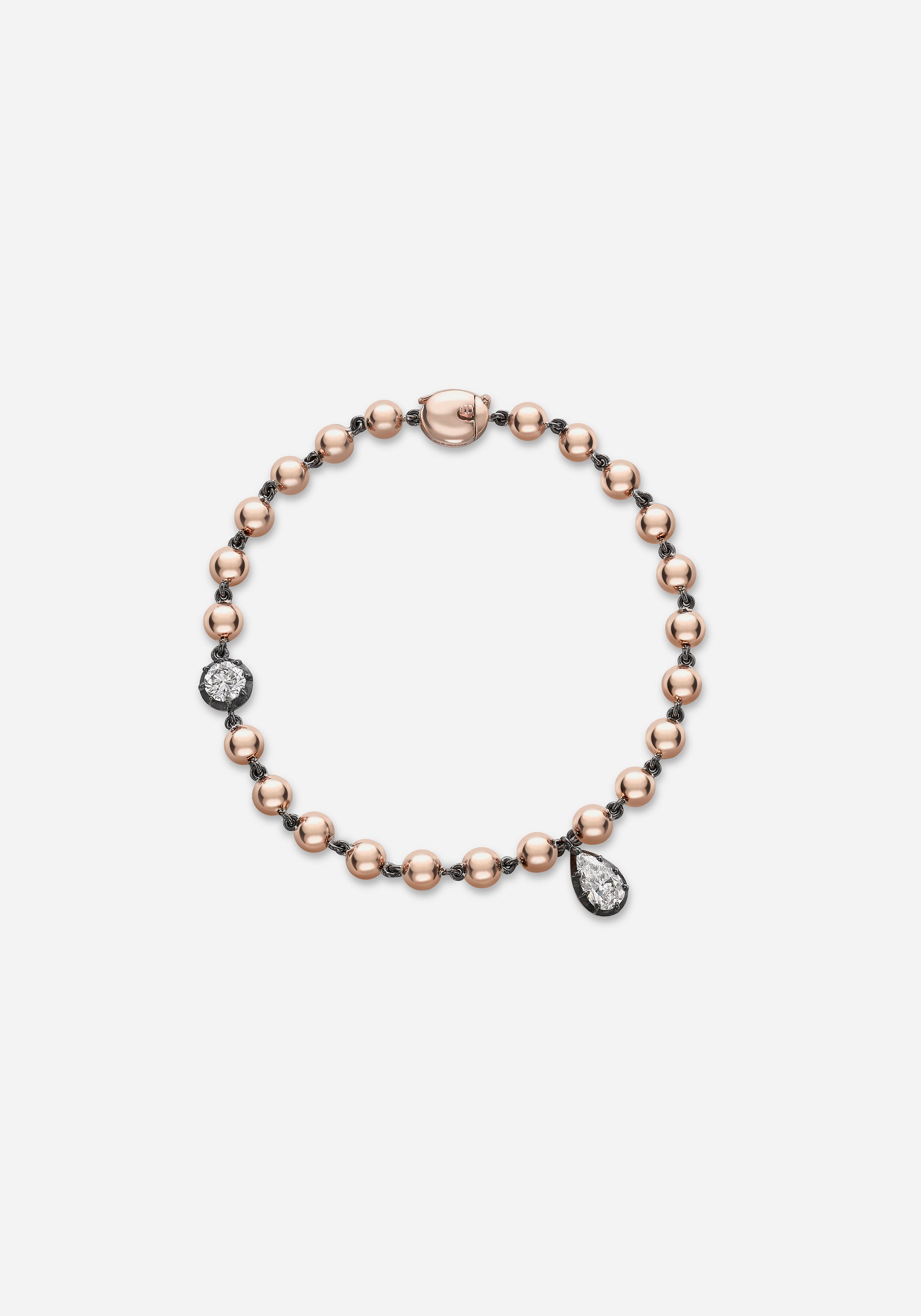 Bracelet - Ball n Chain with Two Diamonds