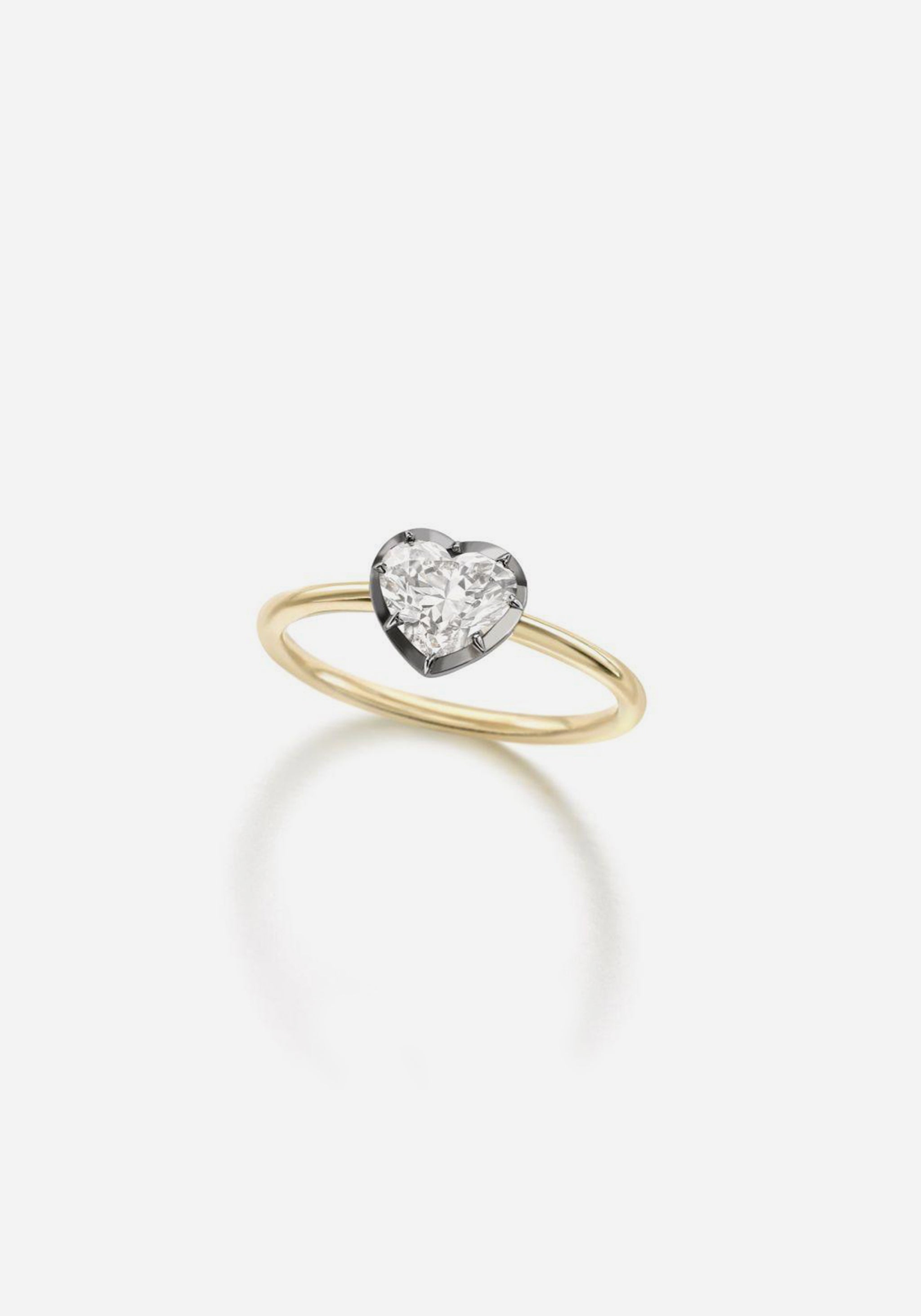 Signature 1.00ct Heart-Shaped Diamond & Blackened Gold Button Back Ring