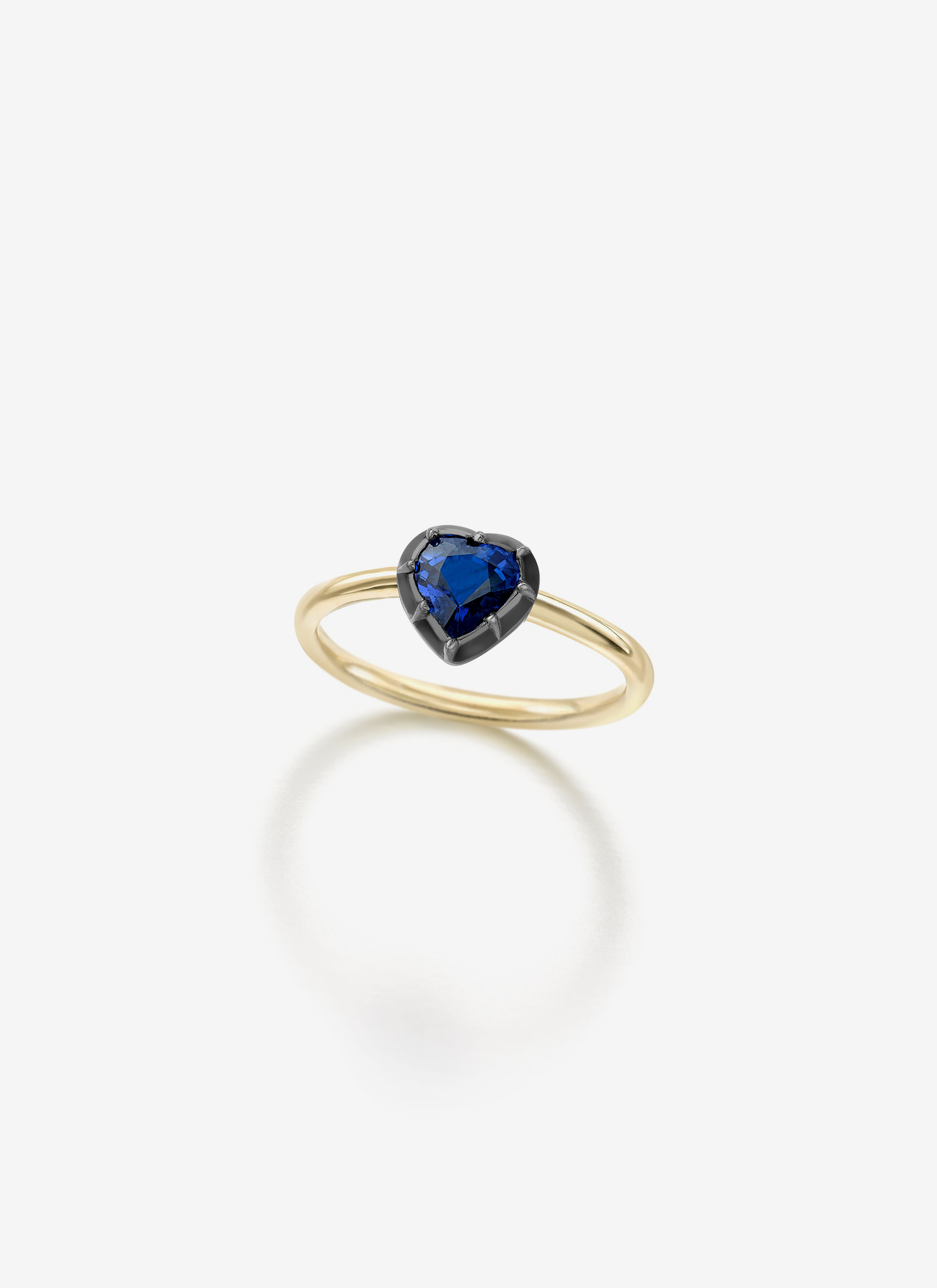 Button Back Sapphire Ring - Heart Shaped 0.98ct