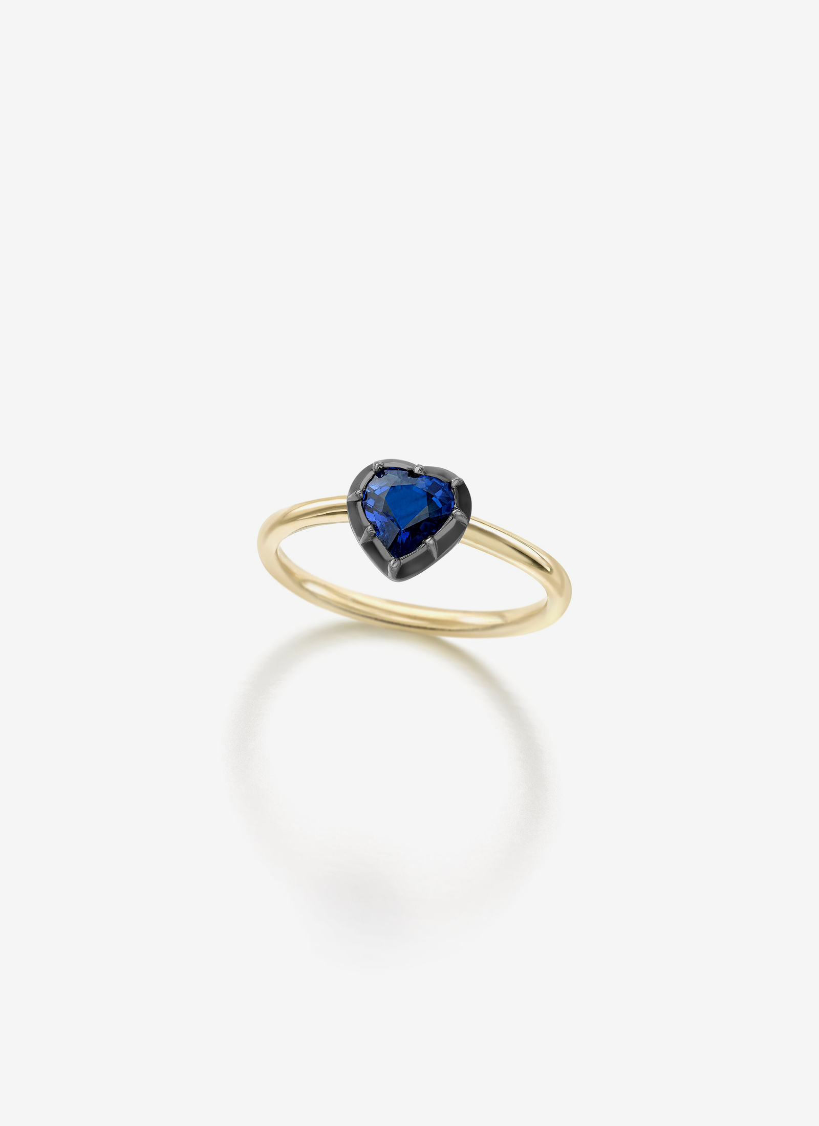 Signature 0.98ct Heart-Shaped Sapphire & Blackened Gold Button Back Ring