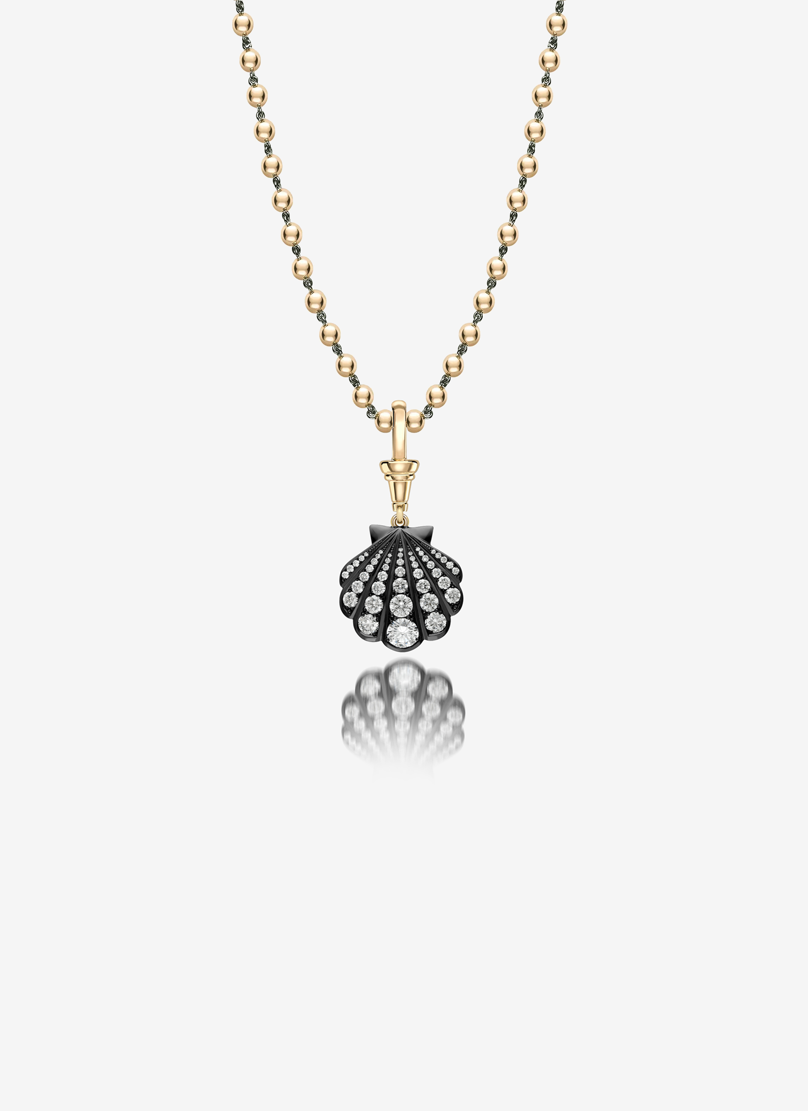 Beaches Shell Diamond Ball n Chain Pendant