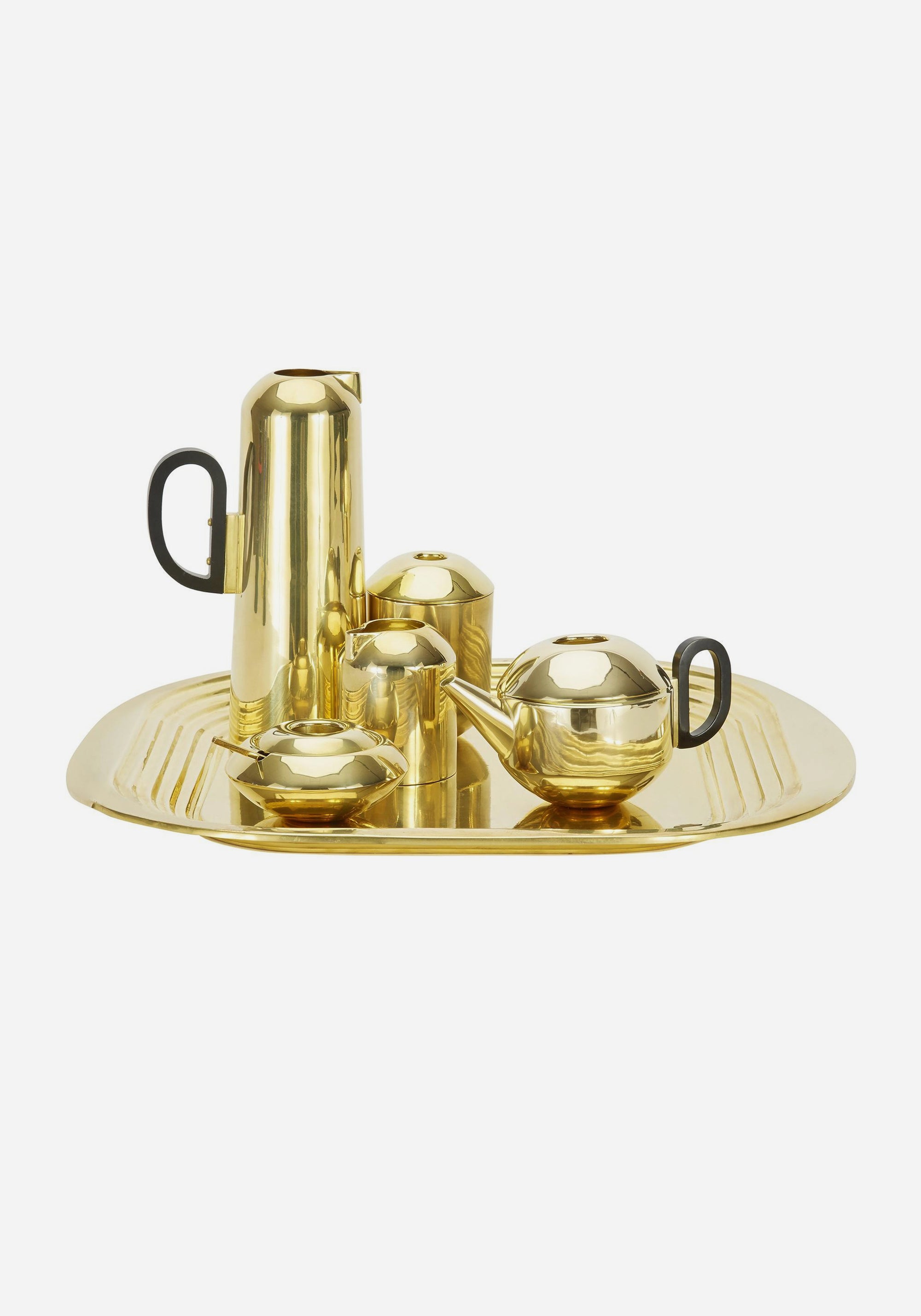 Form Tea Set made of spun brass by Tom Dixon, design