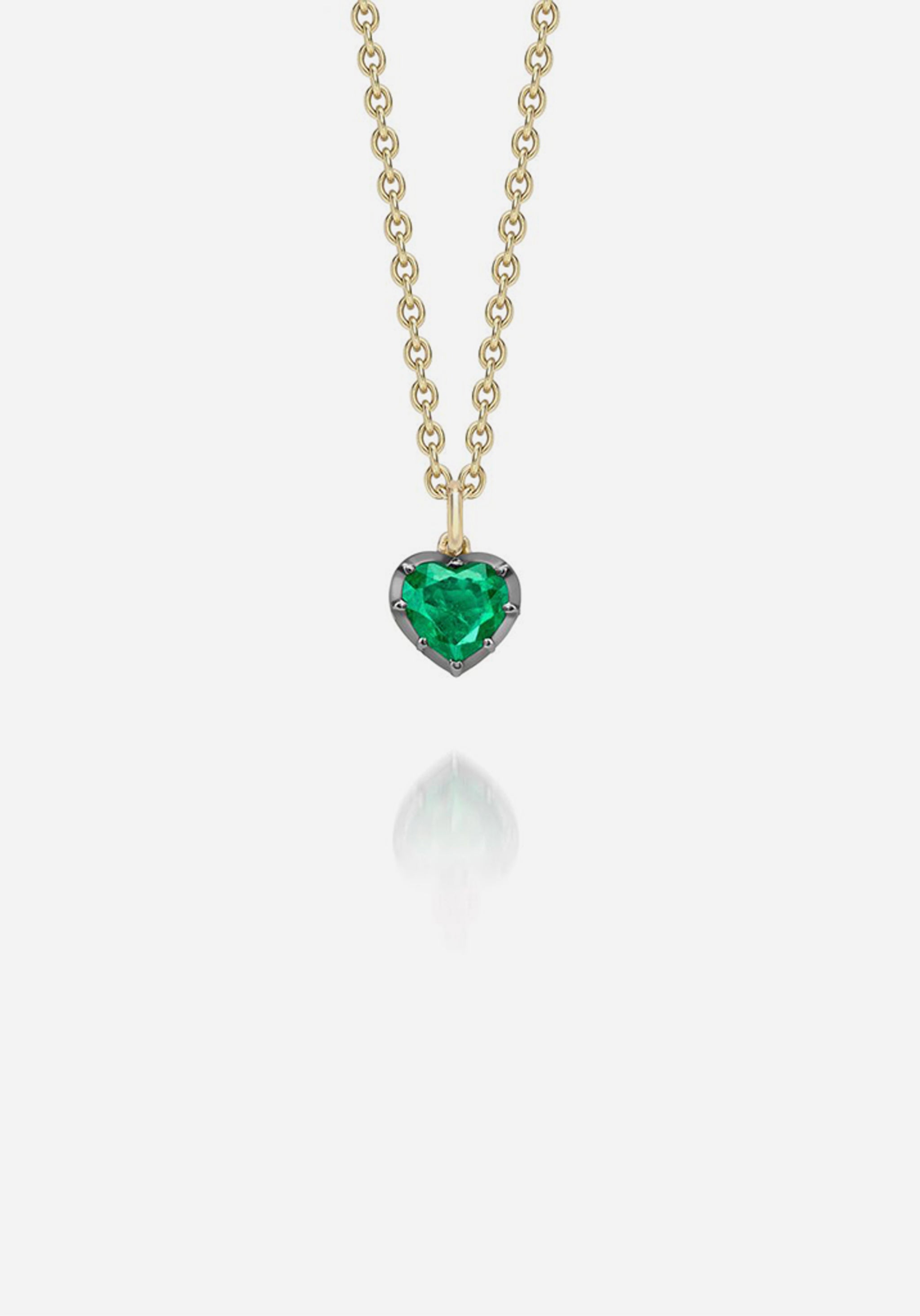 Signature Georgian Cut-Down 0.68ct Heart Shaped Emerald Pendant