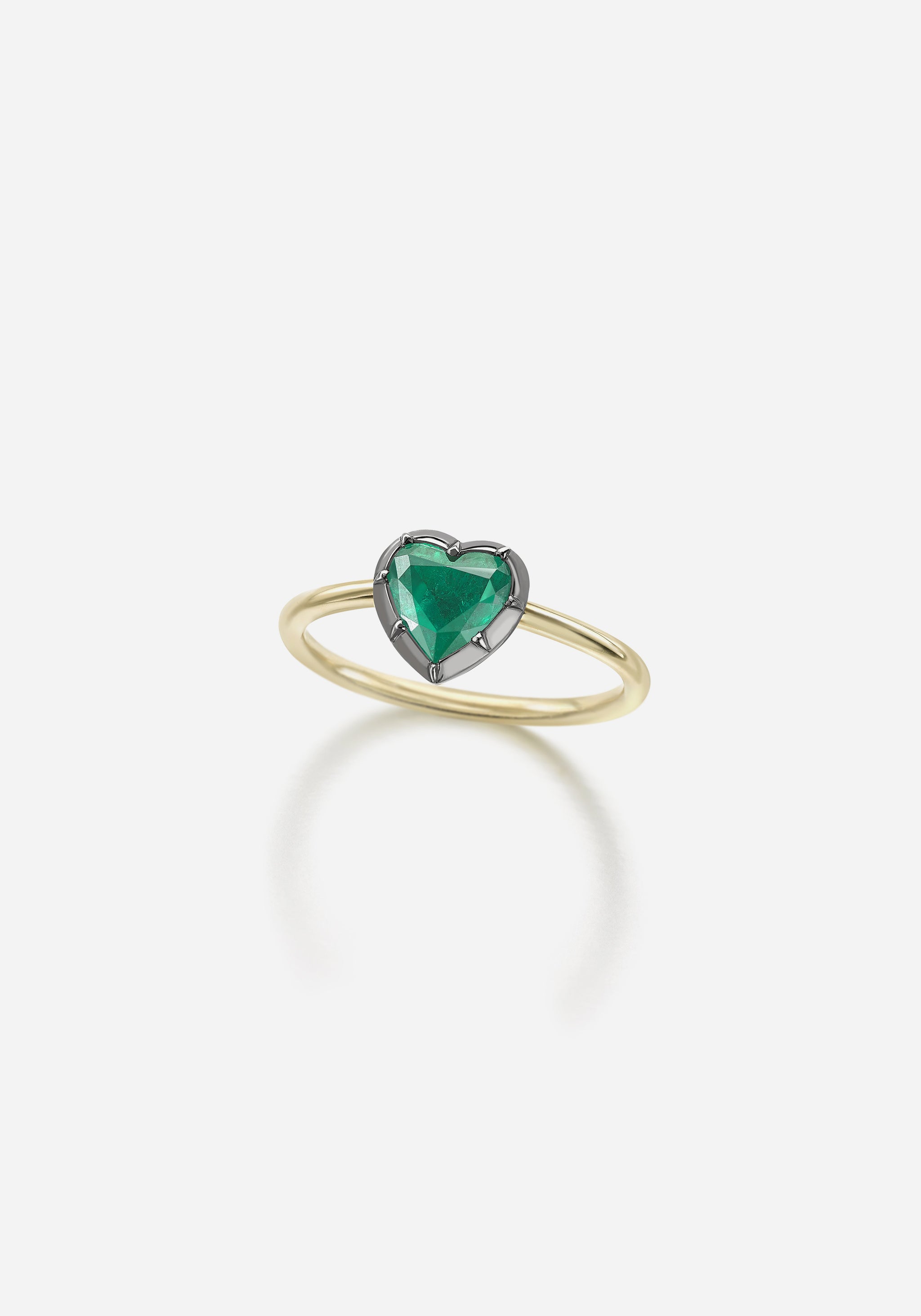 Button Back Emerald Ring - Heart Shaped 1.49ct
