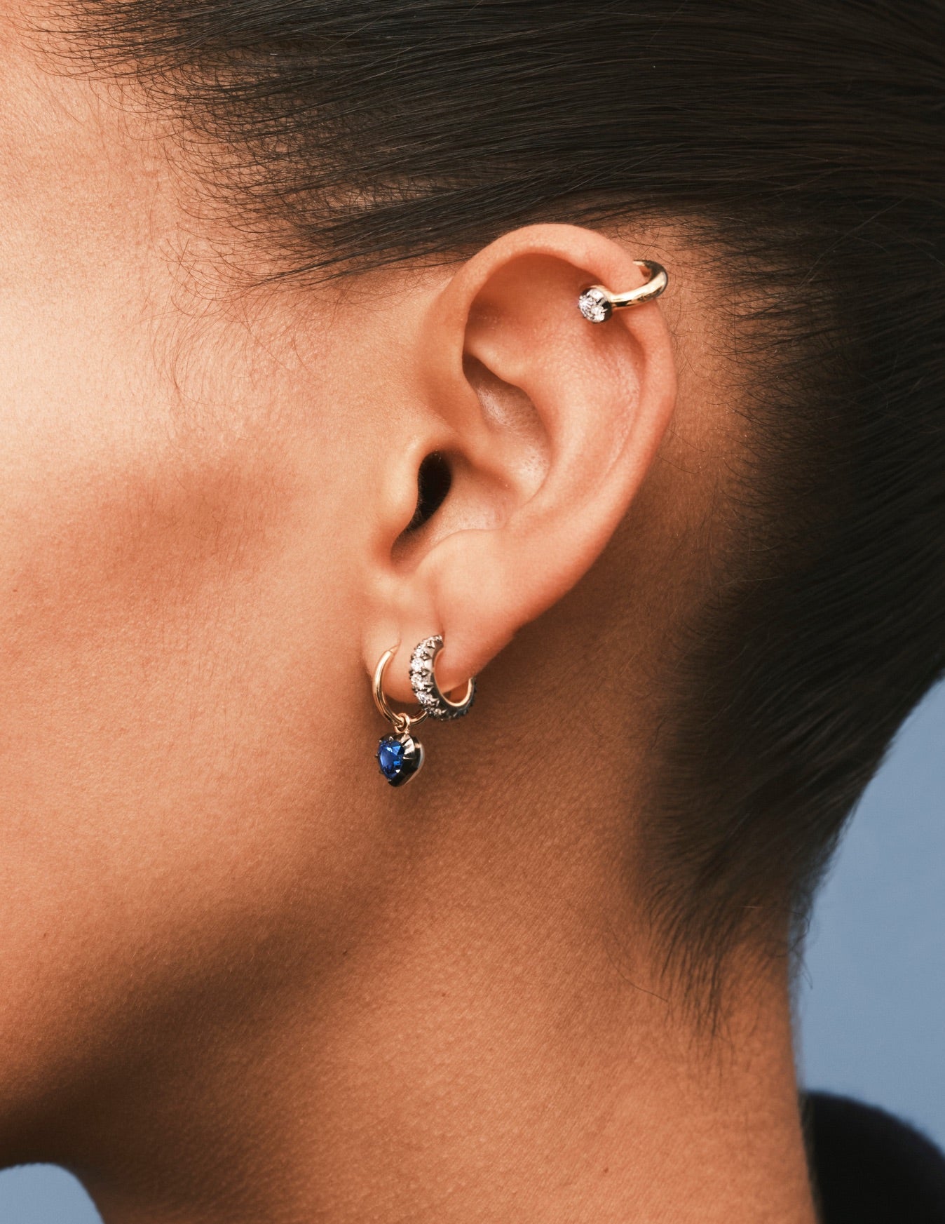 Signature Earrings - Cut-Down Diamond Huggie Hoops