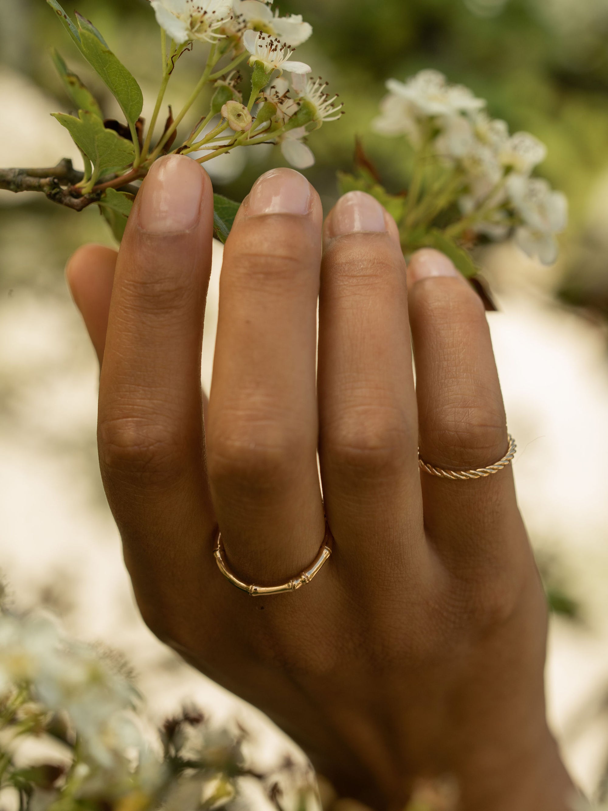 Bamboo Ring - Wide Band Yellow Gold